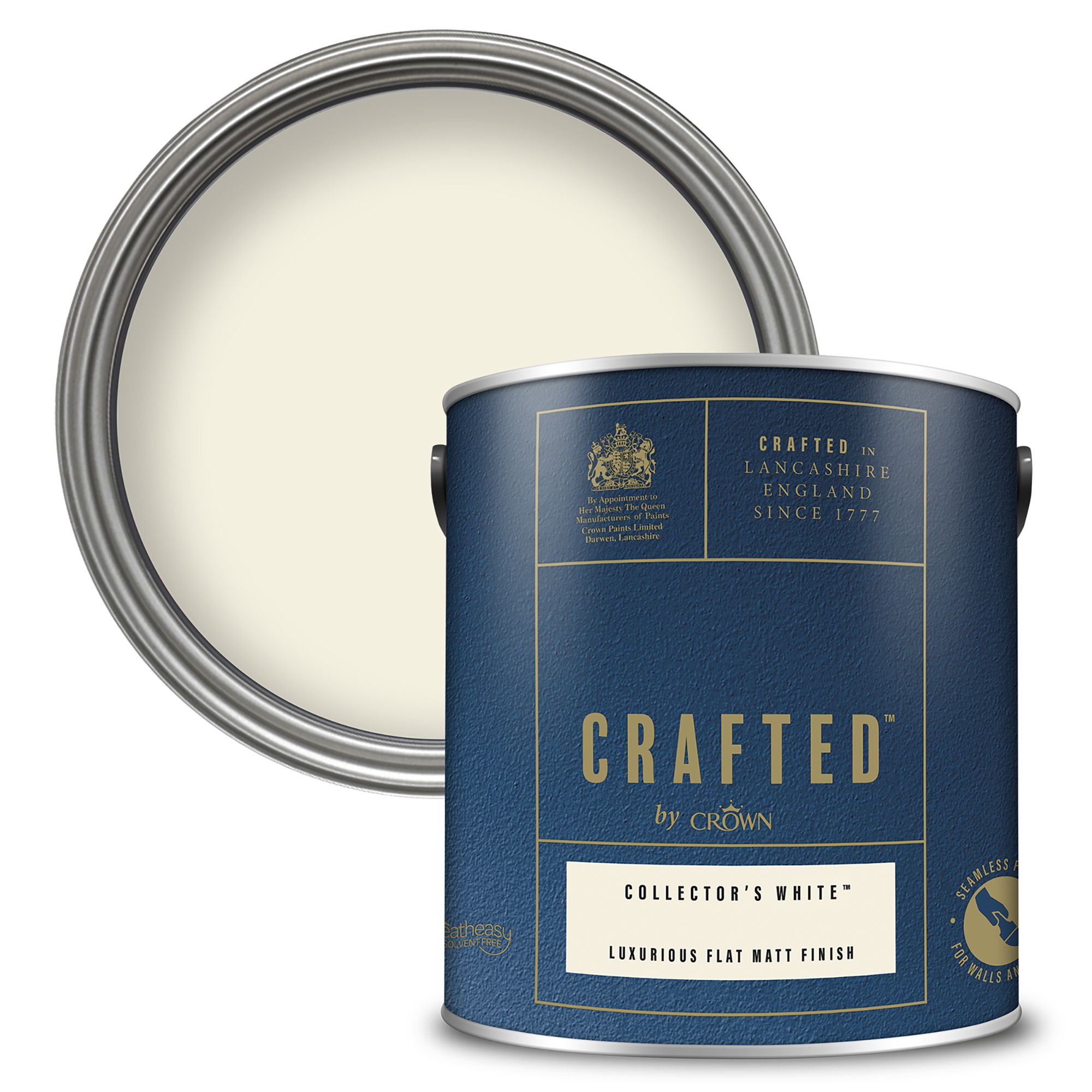 Crown Crafted Collector's White Flat matt Multi-surface Emulsion paint, 2.5L