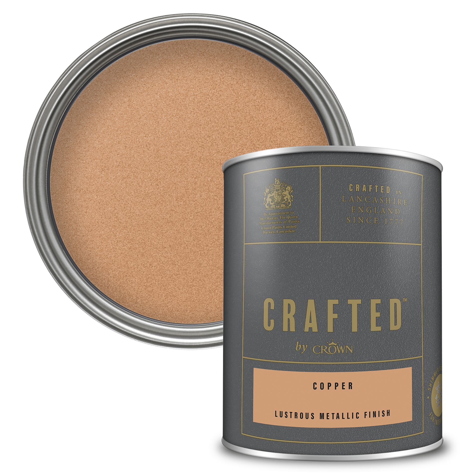 Crown Crafted Copper Metallic effect Multi-surface Emulsion paint, 1.25L