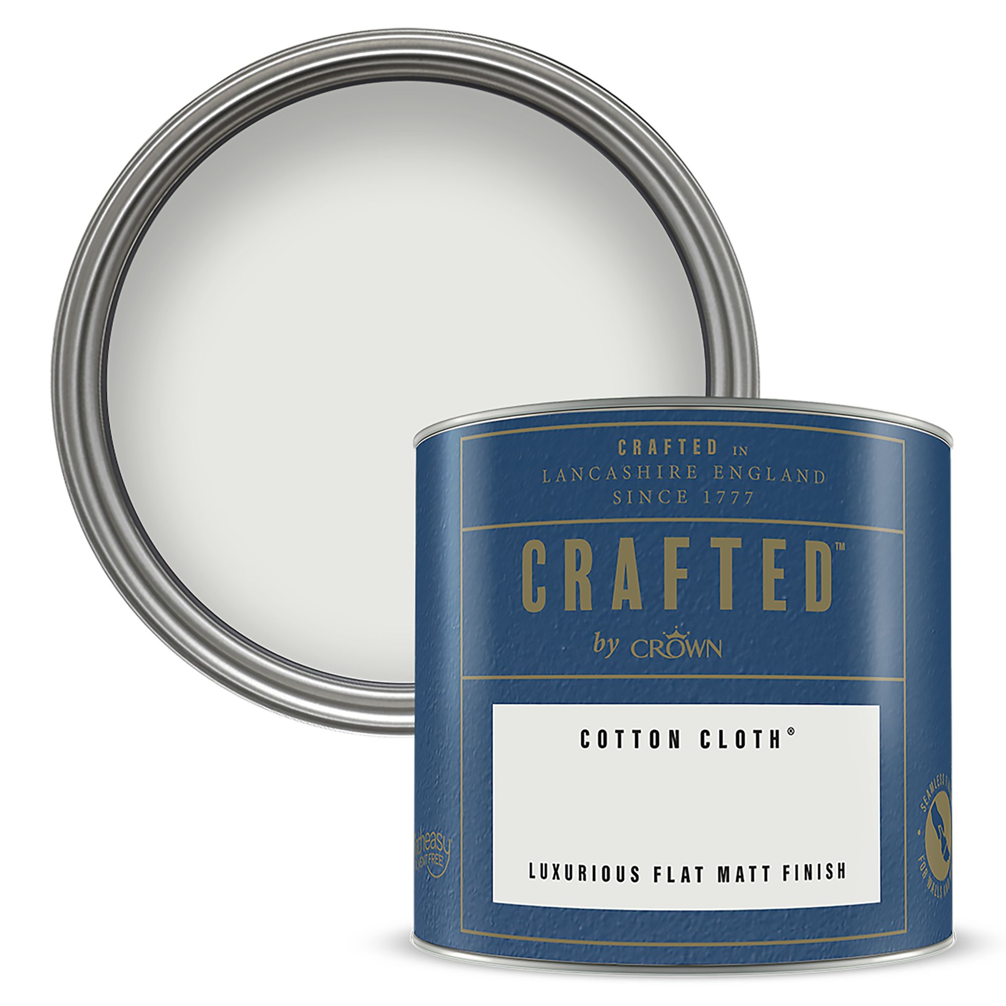 Crown Crafted Cotton Cloth Flat matt Multi-surface Emulsion paint, 125ml Tester pot