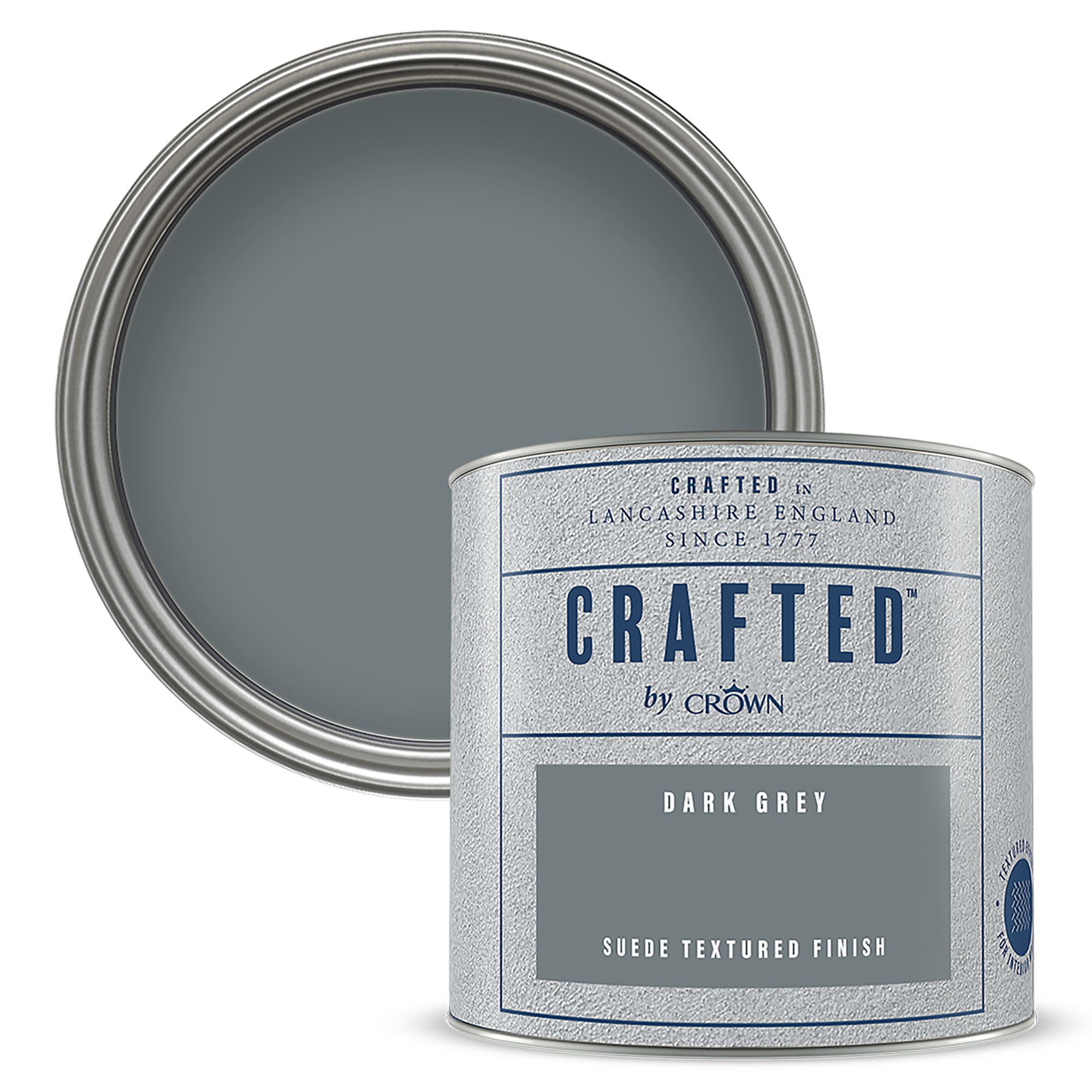 Crown Crafted Dark Grey Matt Suede effect Multi-surface Emulsion paint, 125ml Tester pot