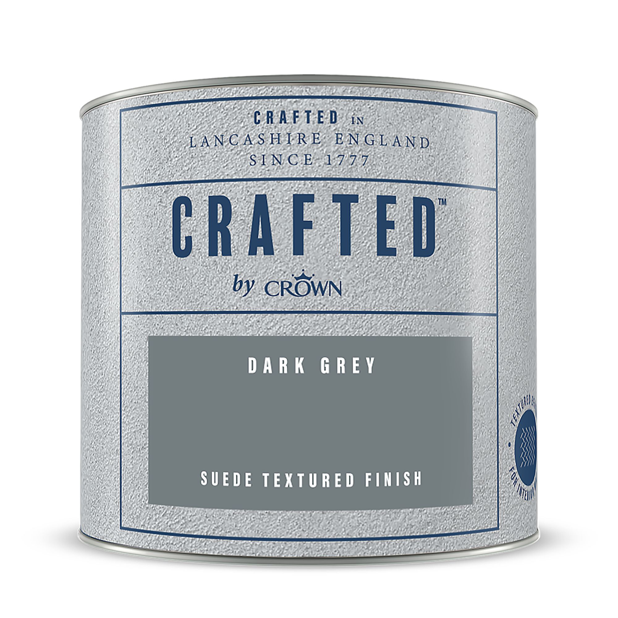 Crown Crafted Dark Grey Matt Suede effect Multi-surface Emulsion paint, 125ml Tester pot