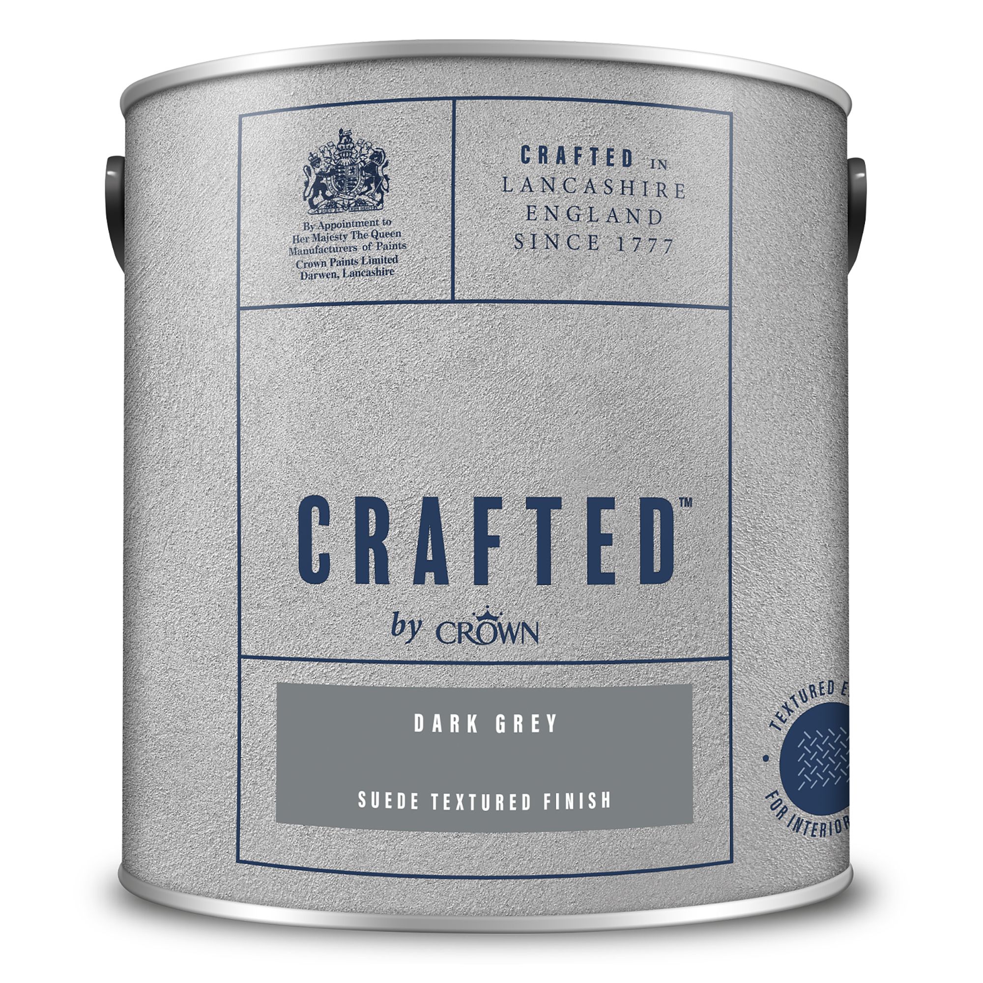 Crown Crafted Dark Grey Matt Suede effect Wall Emulsion paint, 2.5L