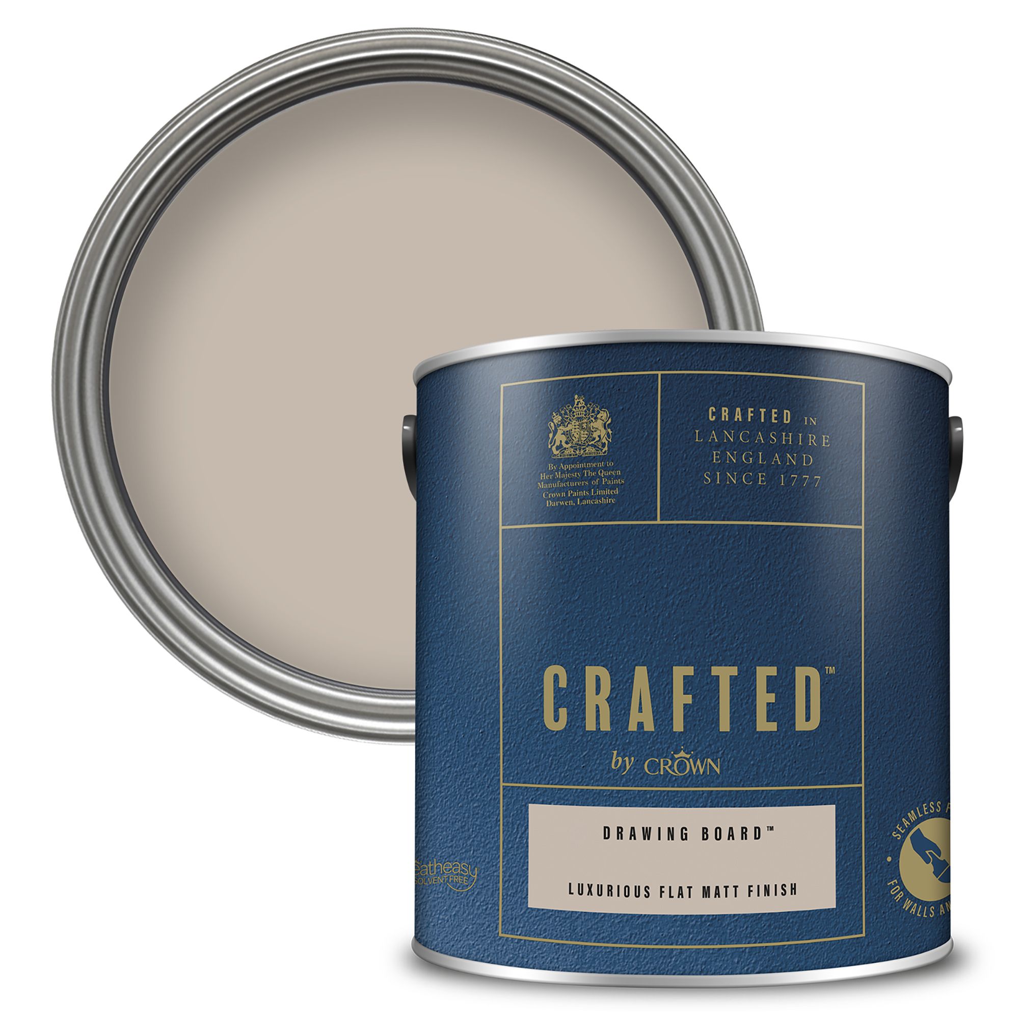 Crown Crafted Drawing Board Flat matt Multi-surface Emulsion paint, 2.5L