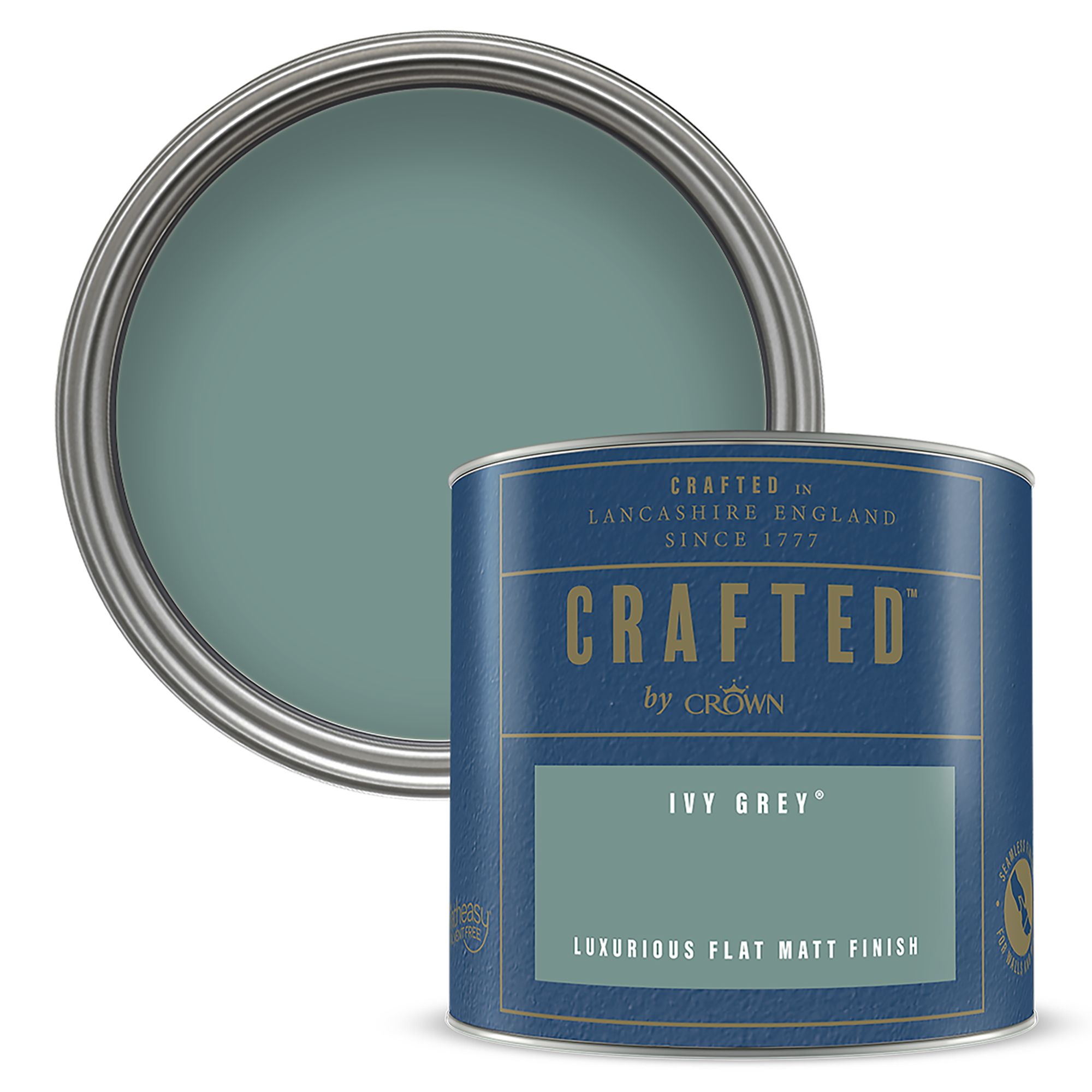 Crown Crafted Ivy Grey Flat matt Multi-surface Emulsion paint, 125ml Tester pot