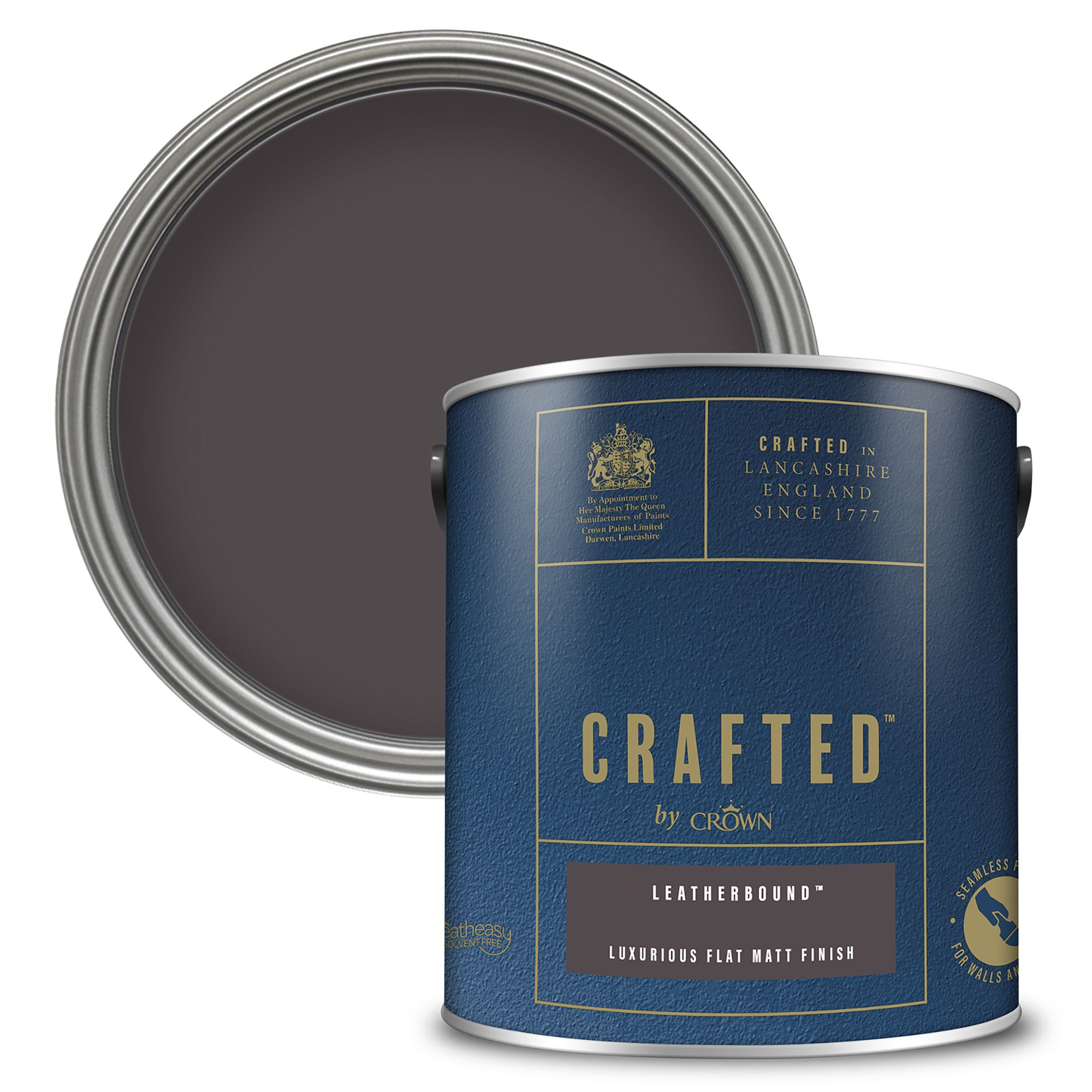 Crown Crafted Leatherbound Flat matt Multi-surface Emulsion paint, 2.5L