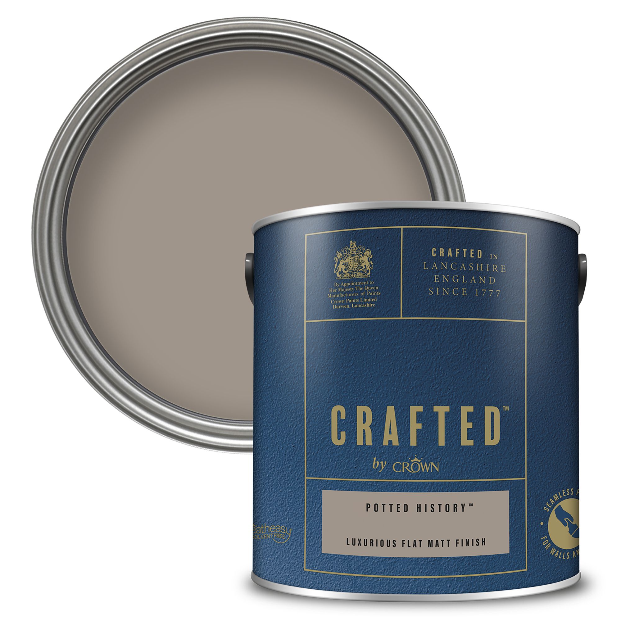 Crown Crafted Potted History Flat matt Multi-surface Emulsion paint, 2.5L
