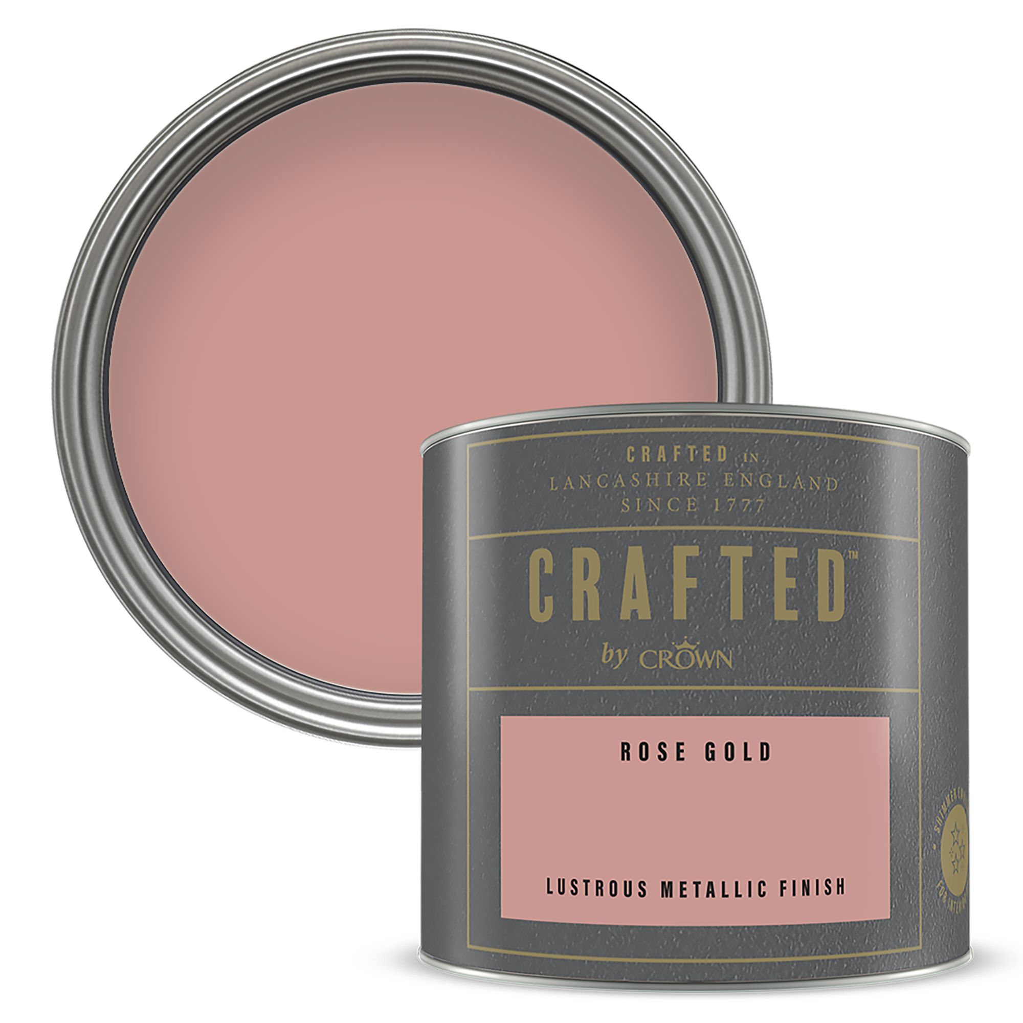 Crown Crafted Rose Gold Metallic effect Multi-surface Emulsion paint, 125ml Tester pot