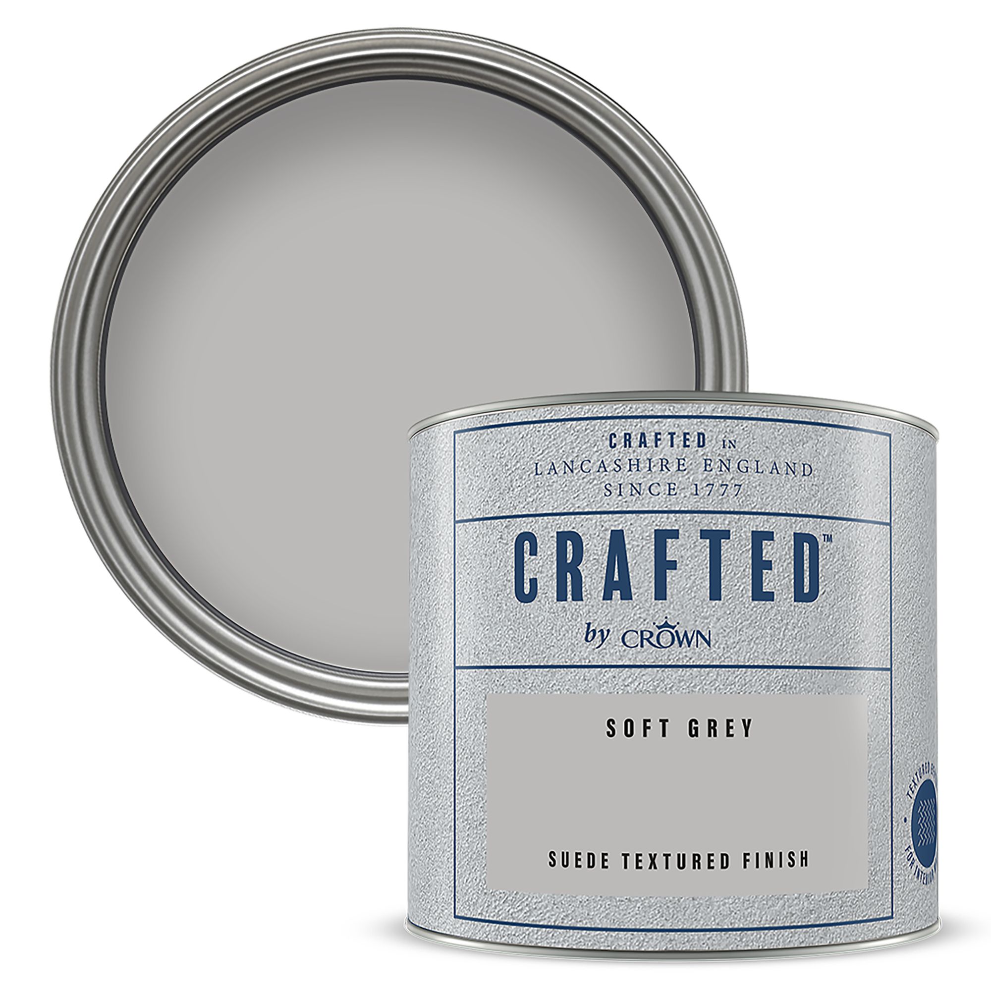 Crown Crafted Soft Grey Matt Suede effect Multi-surface Emulsion paint, 125ml Tester pot