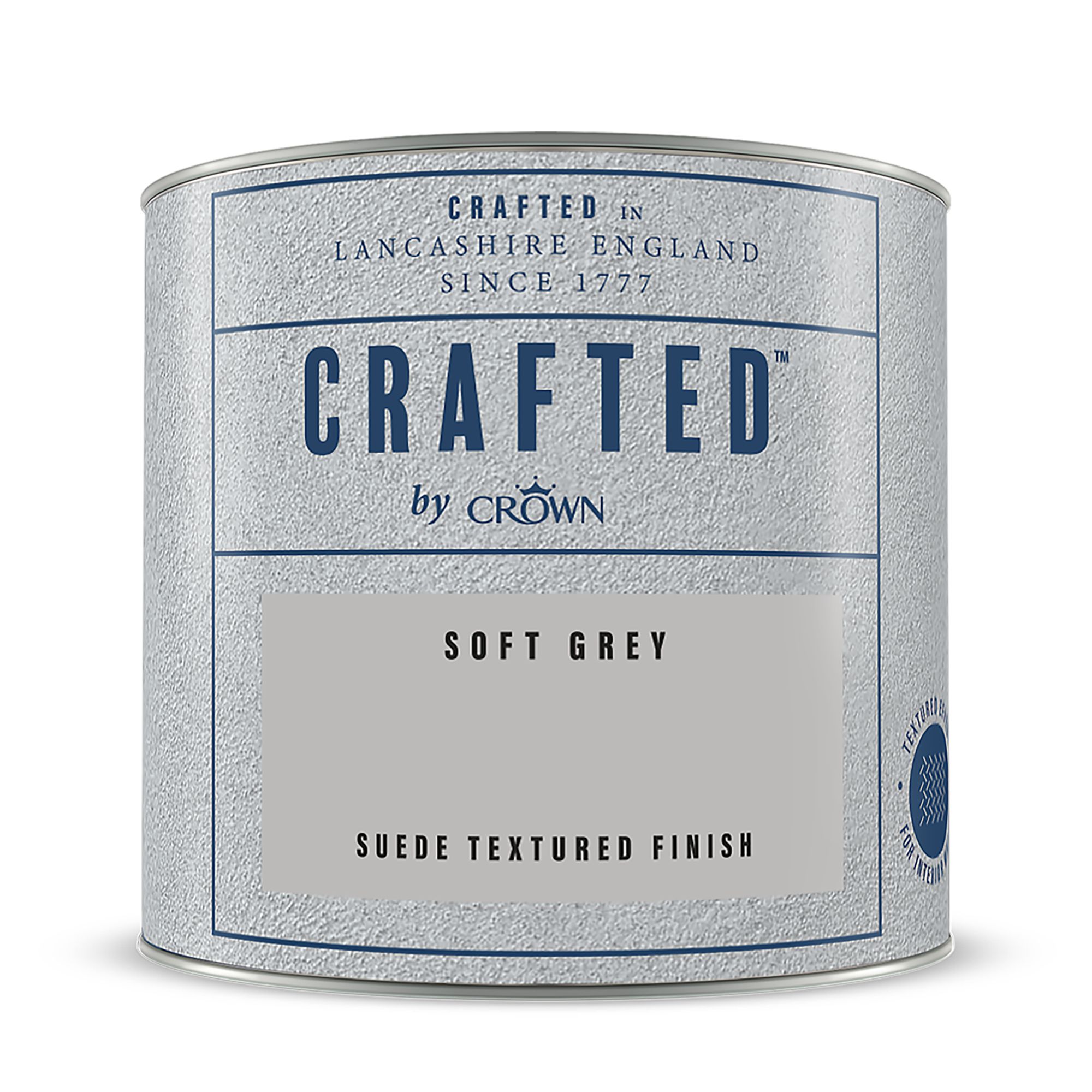 Crown Crafted Soft Grey Matt Suede effect Multi-surface Emulsion paint, 125ml Tester pot