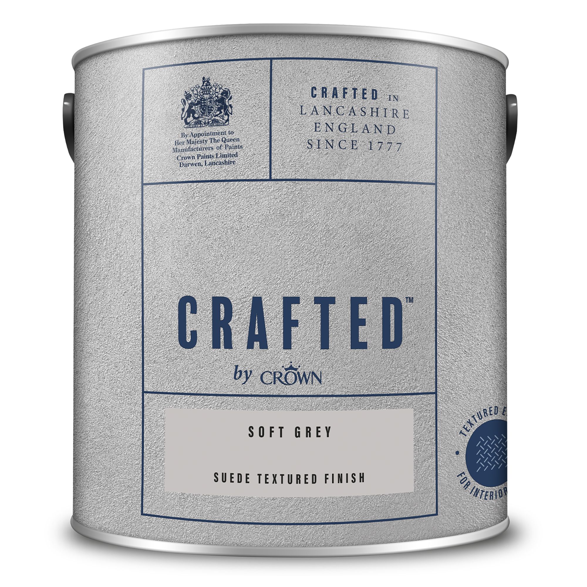 Crown Crafted Soft Grey Matt Suede effect Wall Emulsion paint, 2.5L