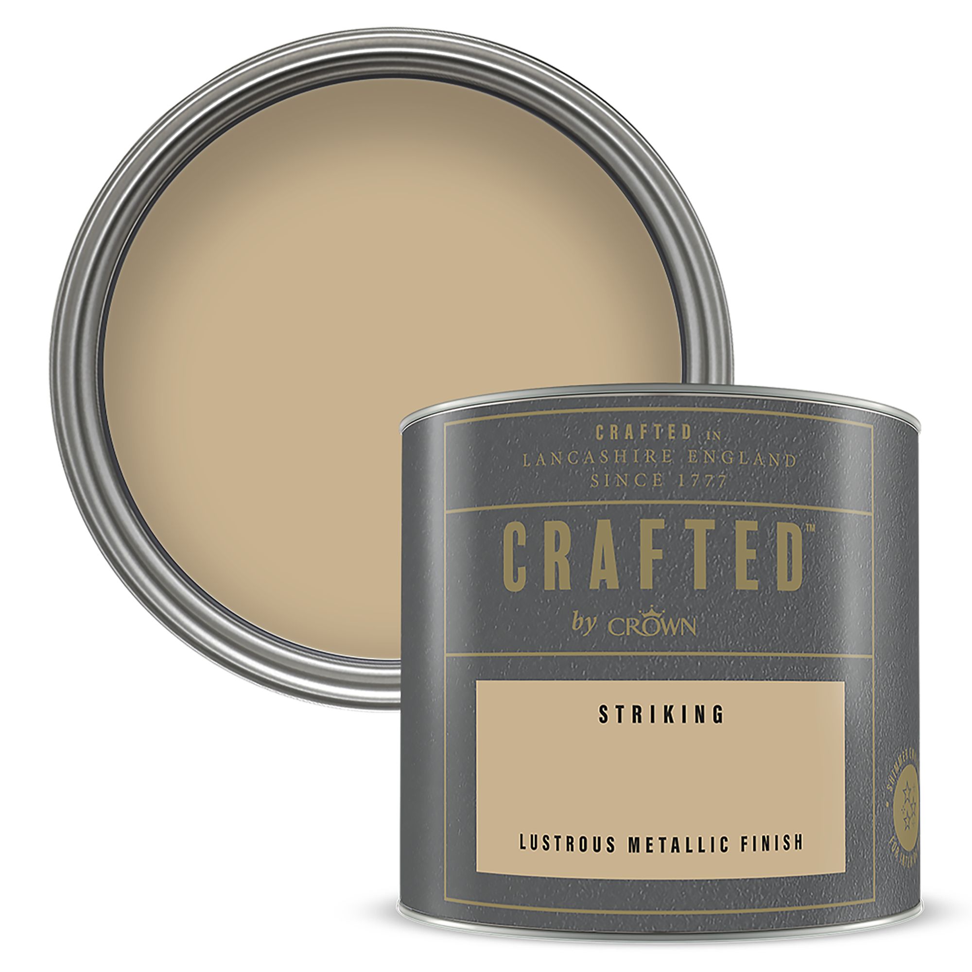 Crown Crafted Striking Metallic effect Multi-surface Emulsion paint, 125ml Tester pot