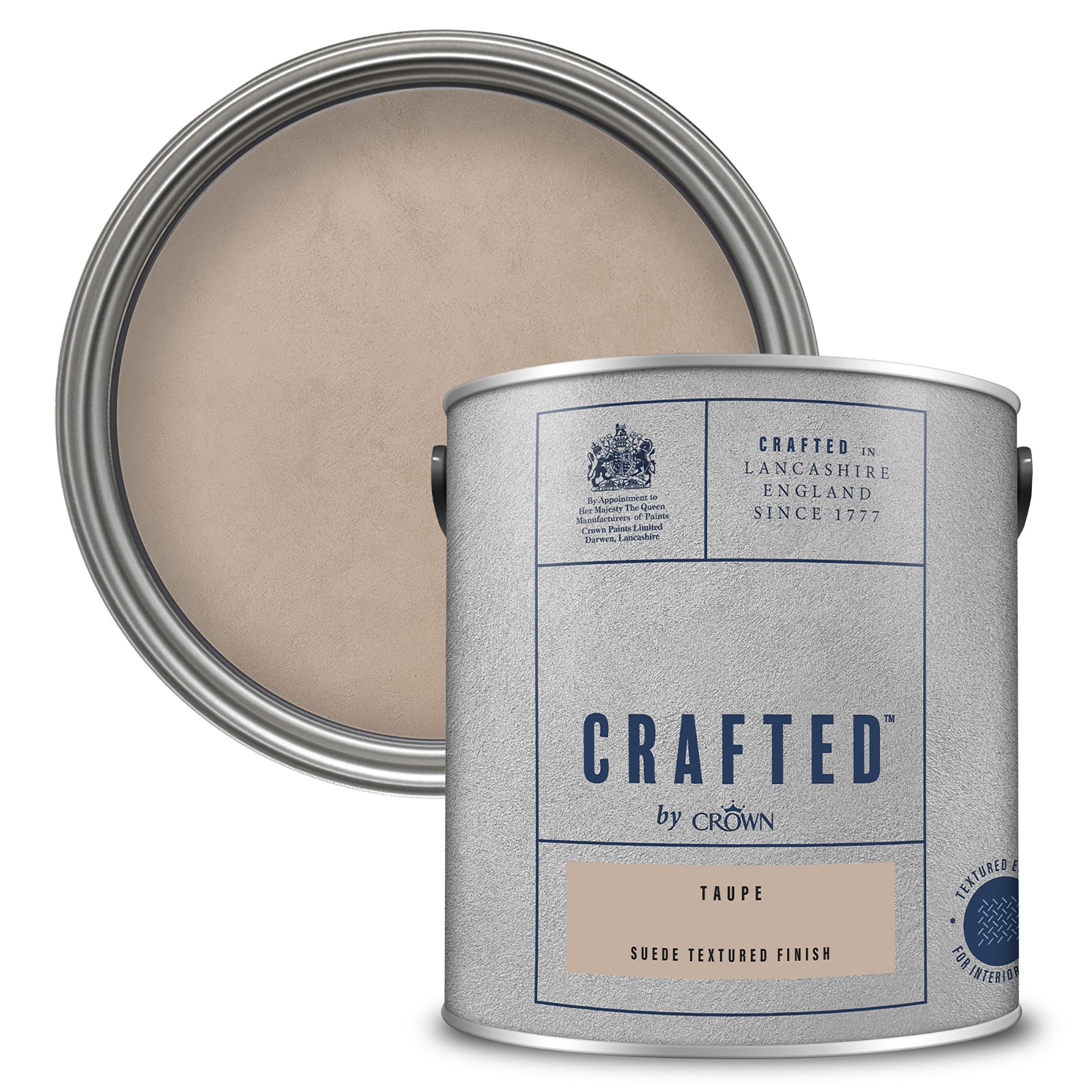 Crown Crafted Taupe Matt Suede effect Wall Emulsion paint, 2.5L