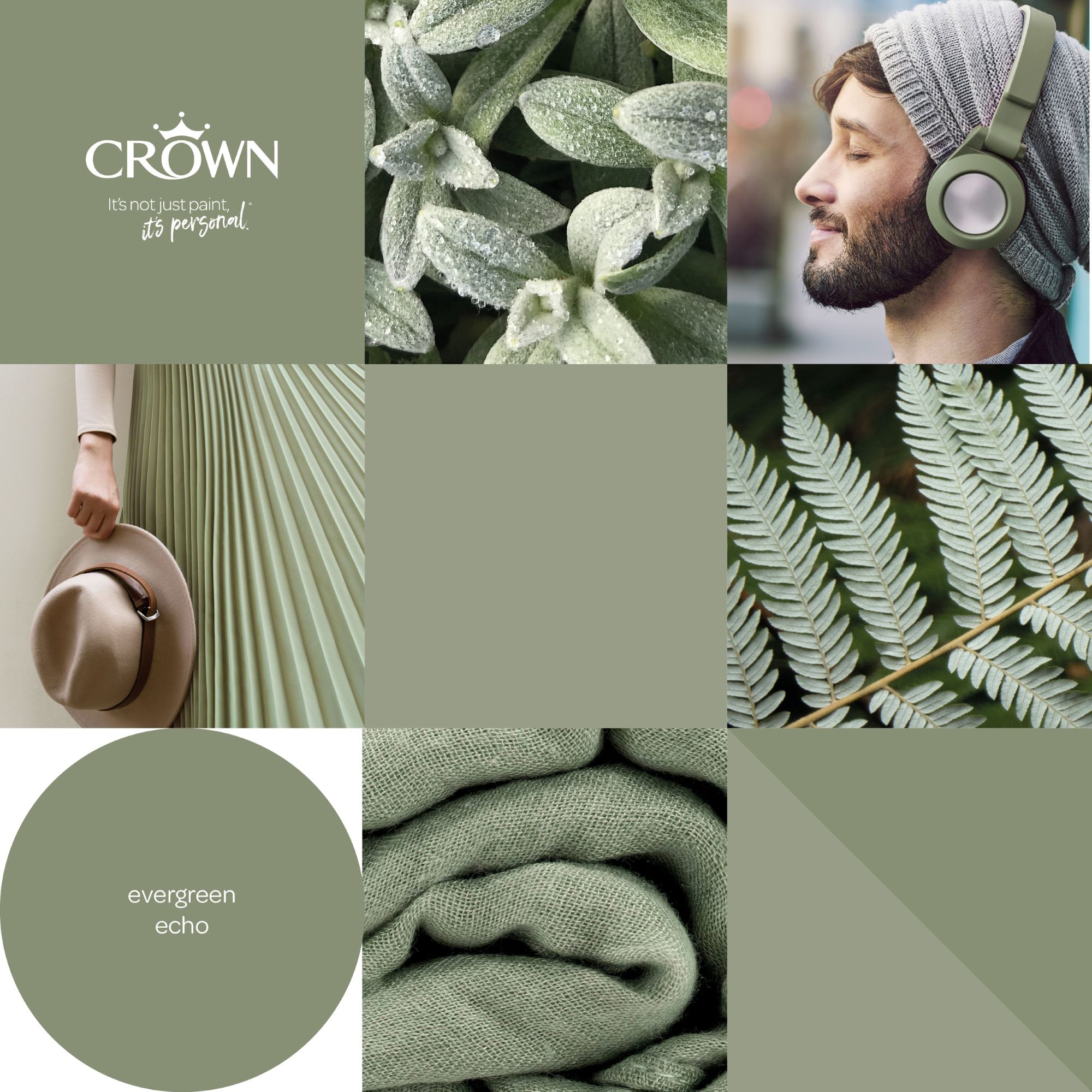 Crown Evergreen Echo Matt Wall & ceiling Emulsion paint, 2.5L