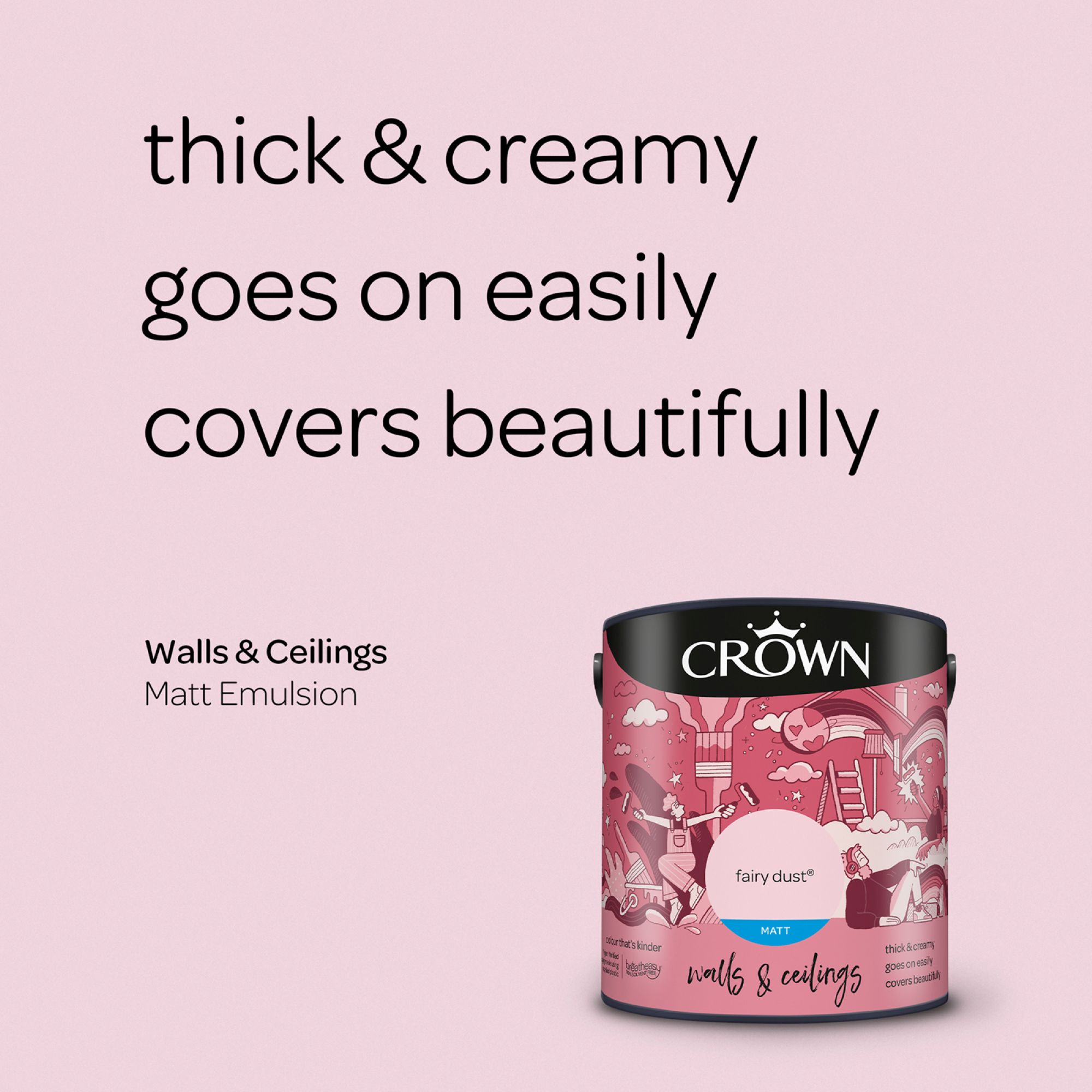 Crown Fairy Dust Matt Wall & ceiling Emulsion paint, 2.5L