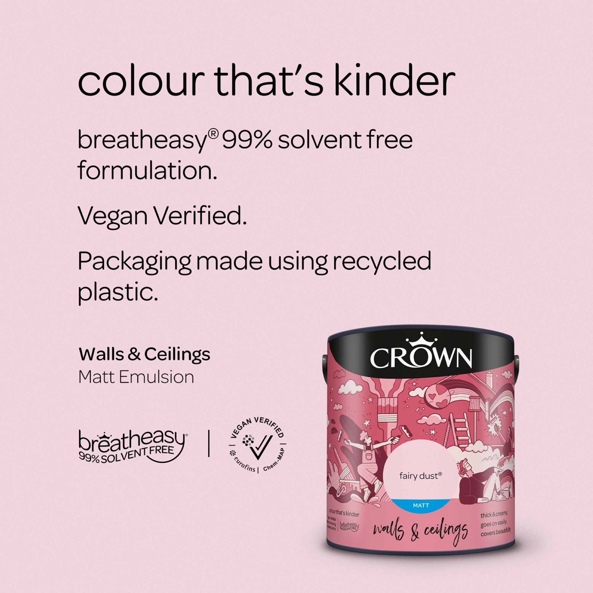 Crown Fairy Dust Matt Wall & ceiling Emulsion paint, 2.5L