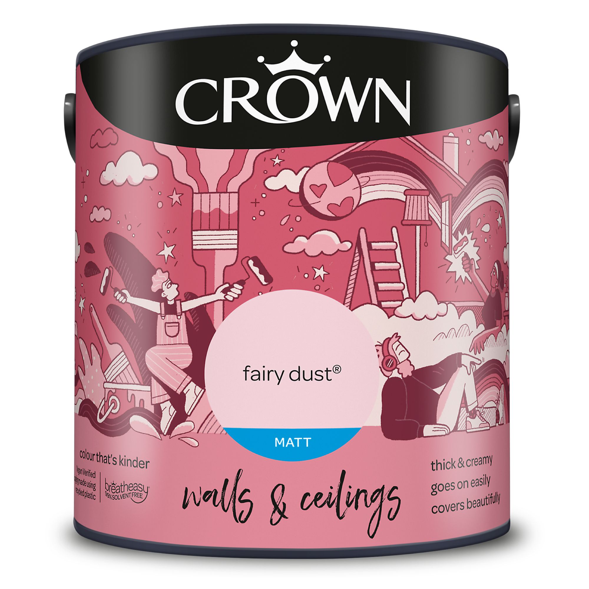 Crown Fairy Dust Matt Wall & ceiling Emulsion paint, 2.5L