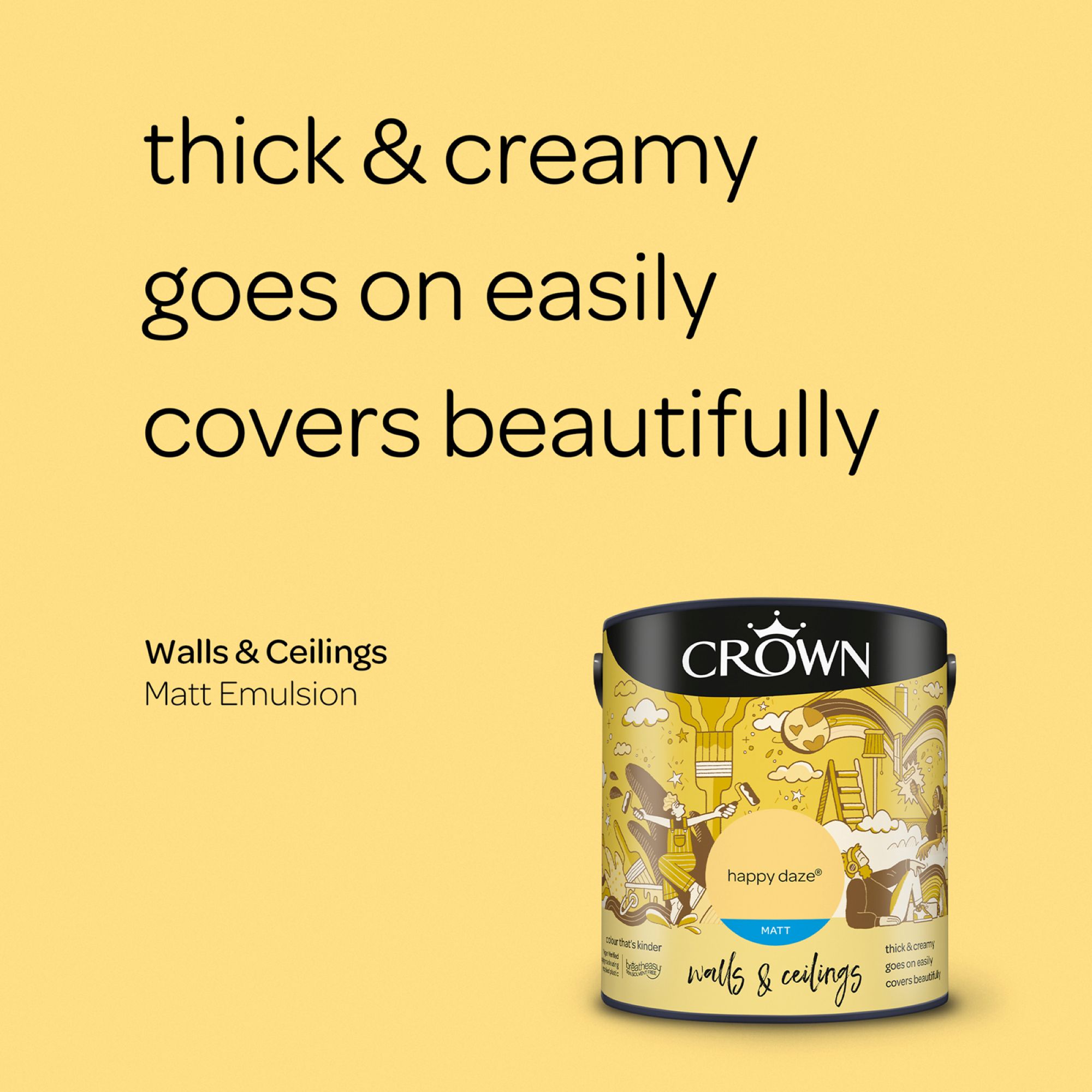 Crown Happy Daze Matt Wall & ceiling Emulsion paint, 2.5L