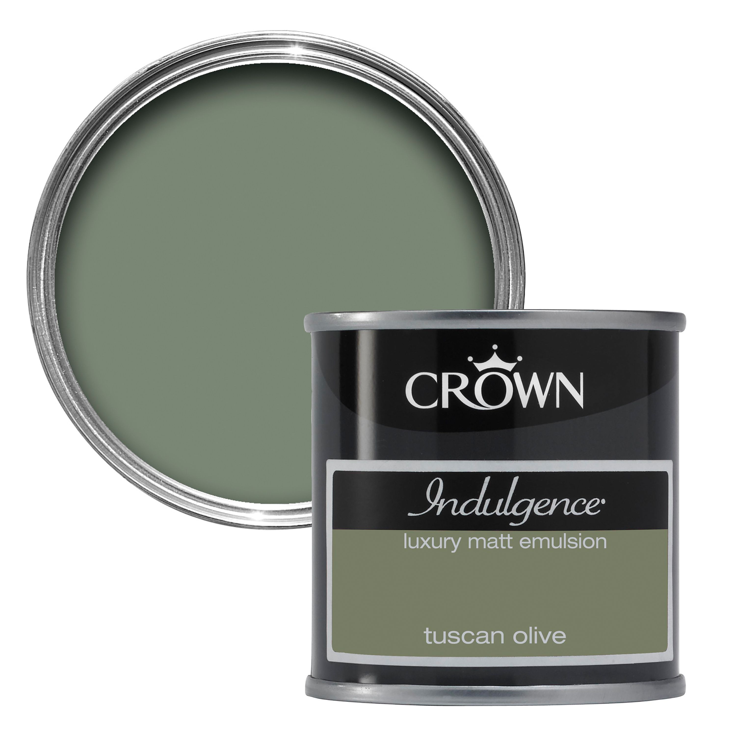 Crown Indulgence Tuscan Olive Matt Emulsion paint 0.13L Tester pot