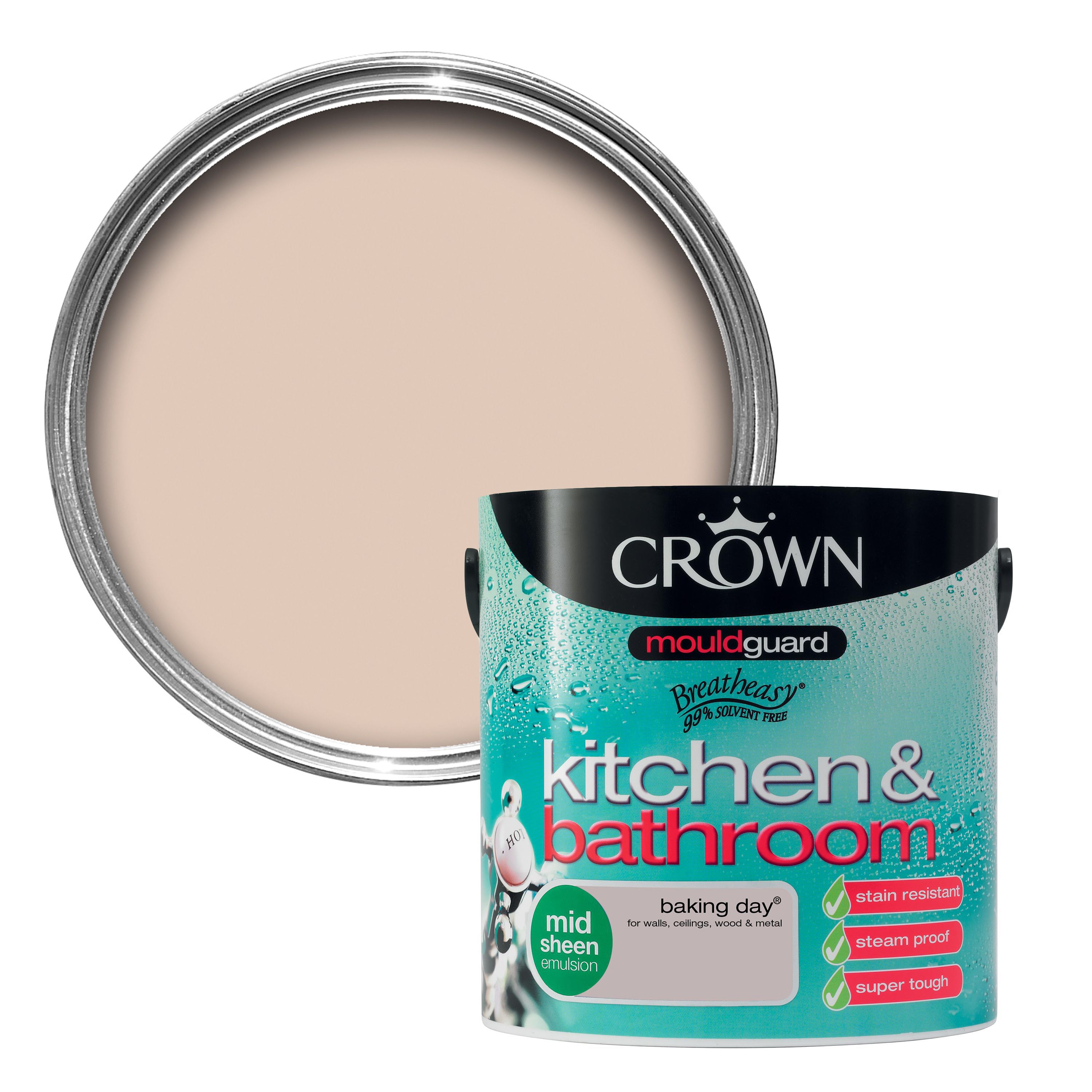 Crown Kitchen & bathroom Baking day Mid sheen Emulsion paint, 2.5L DIY at B&Q