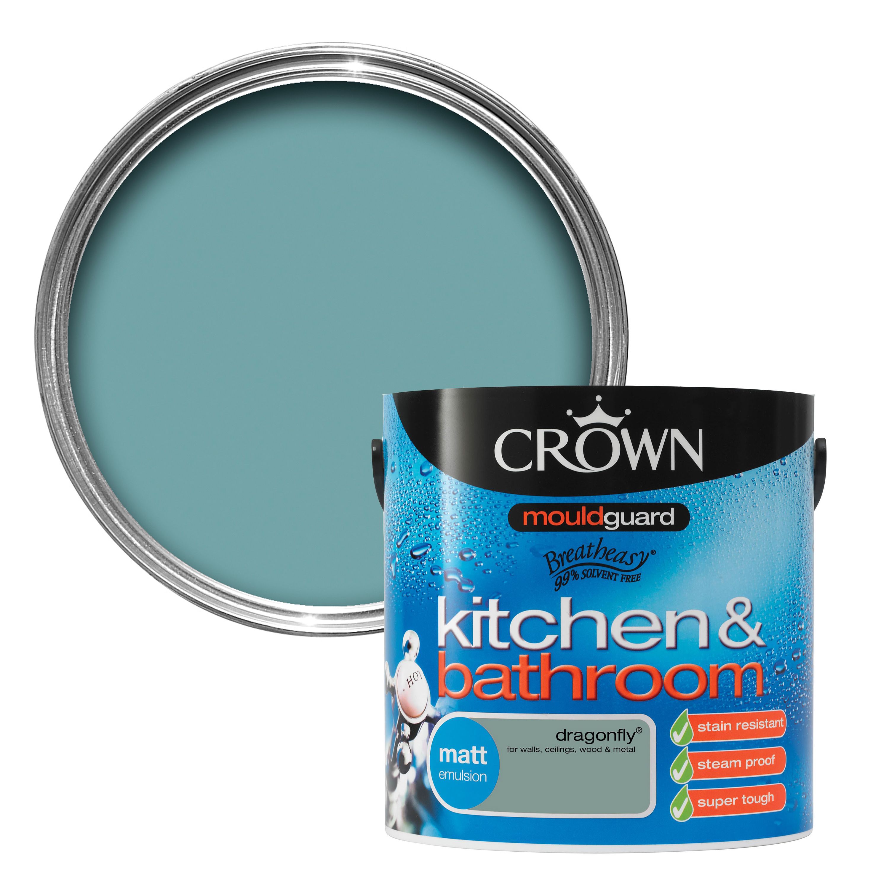 Crown Kitchen & bathroom Dragonfly Matt Emulsion paint, 2.5L