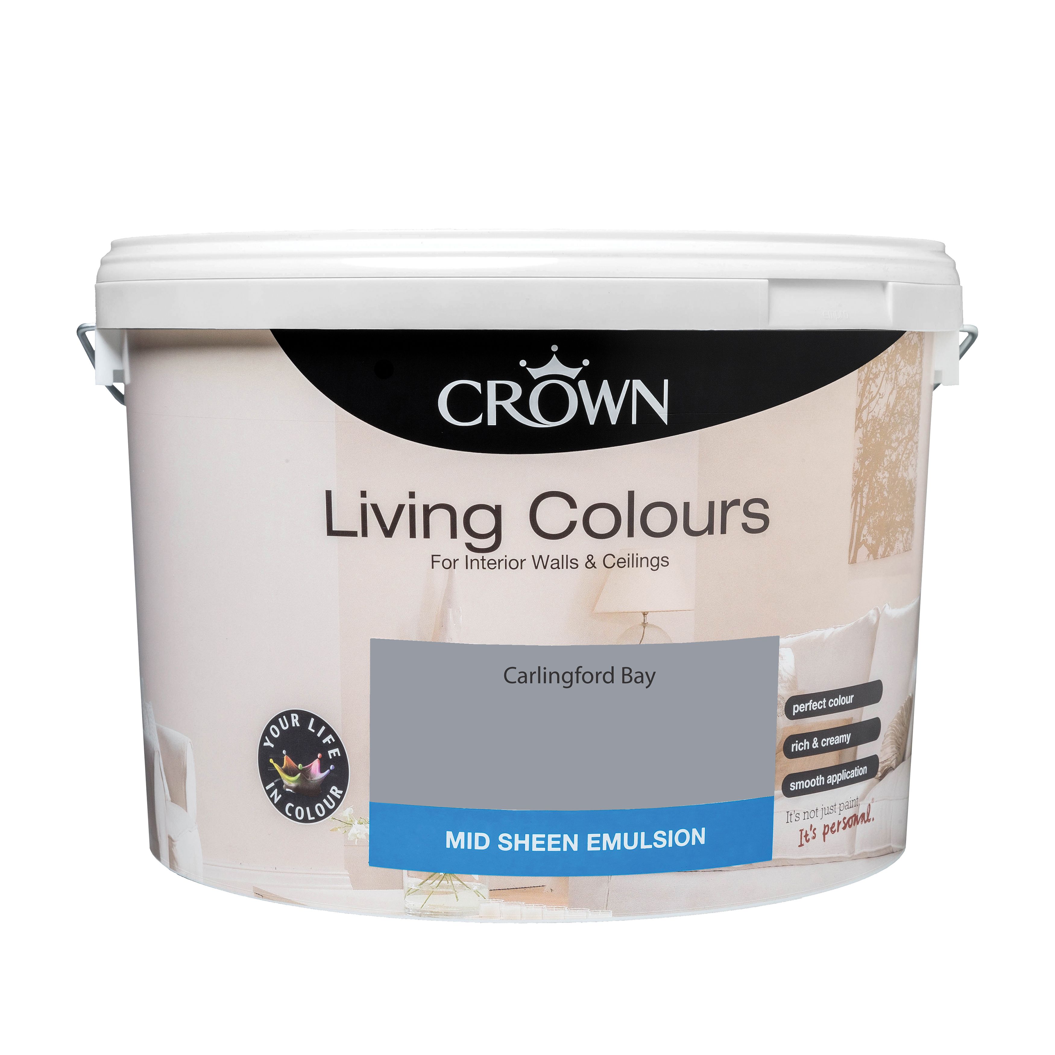 Crown Living Colours Carlingford bay Mid sheen Emulsion paint, 10L