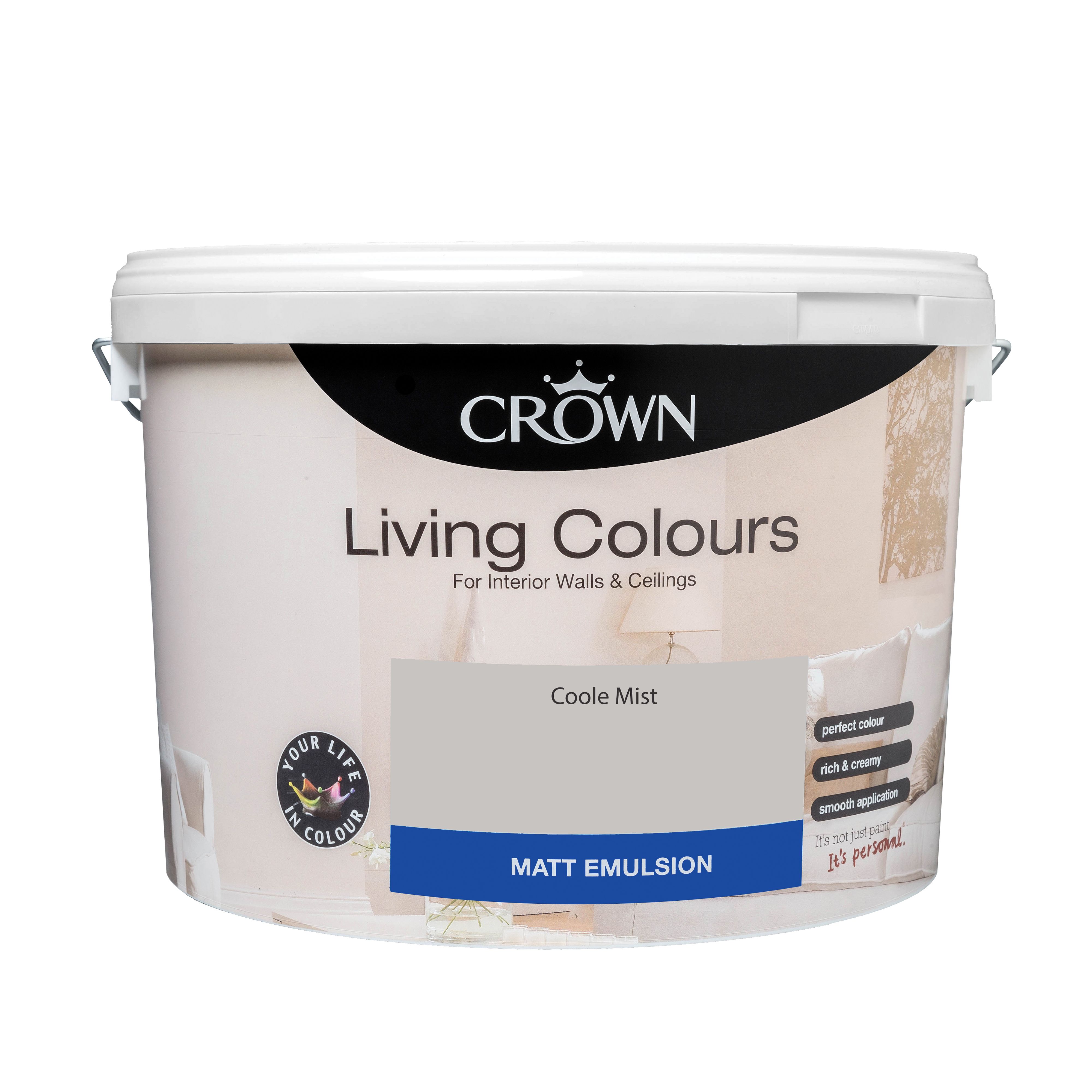 Crown Living Colours Coole Mist Matt Wall & ceiling Emulsion paint, 10L