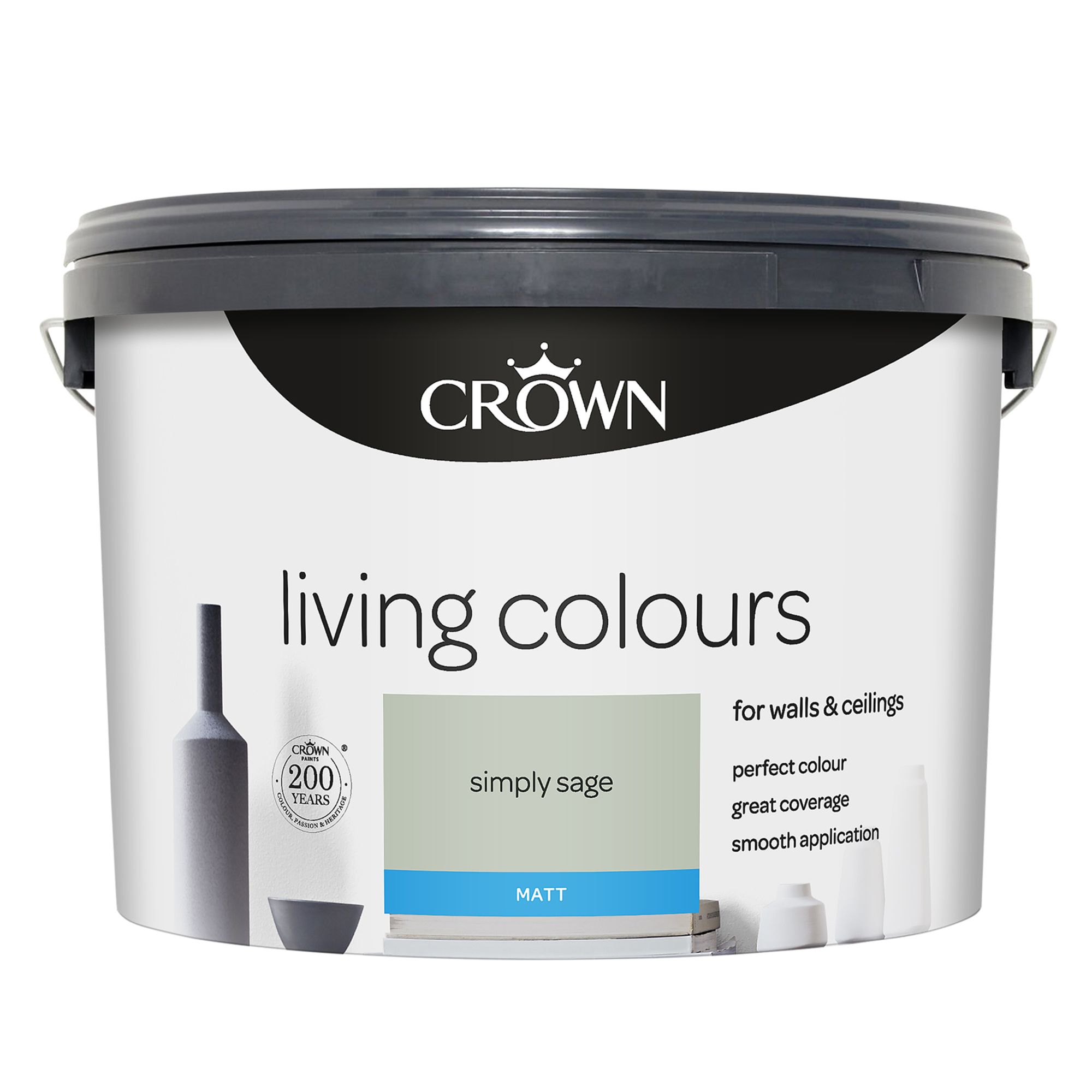 Crown Living Colours Green Matt Emulsion paint, 10L