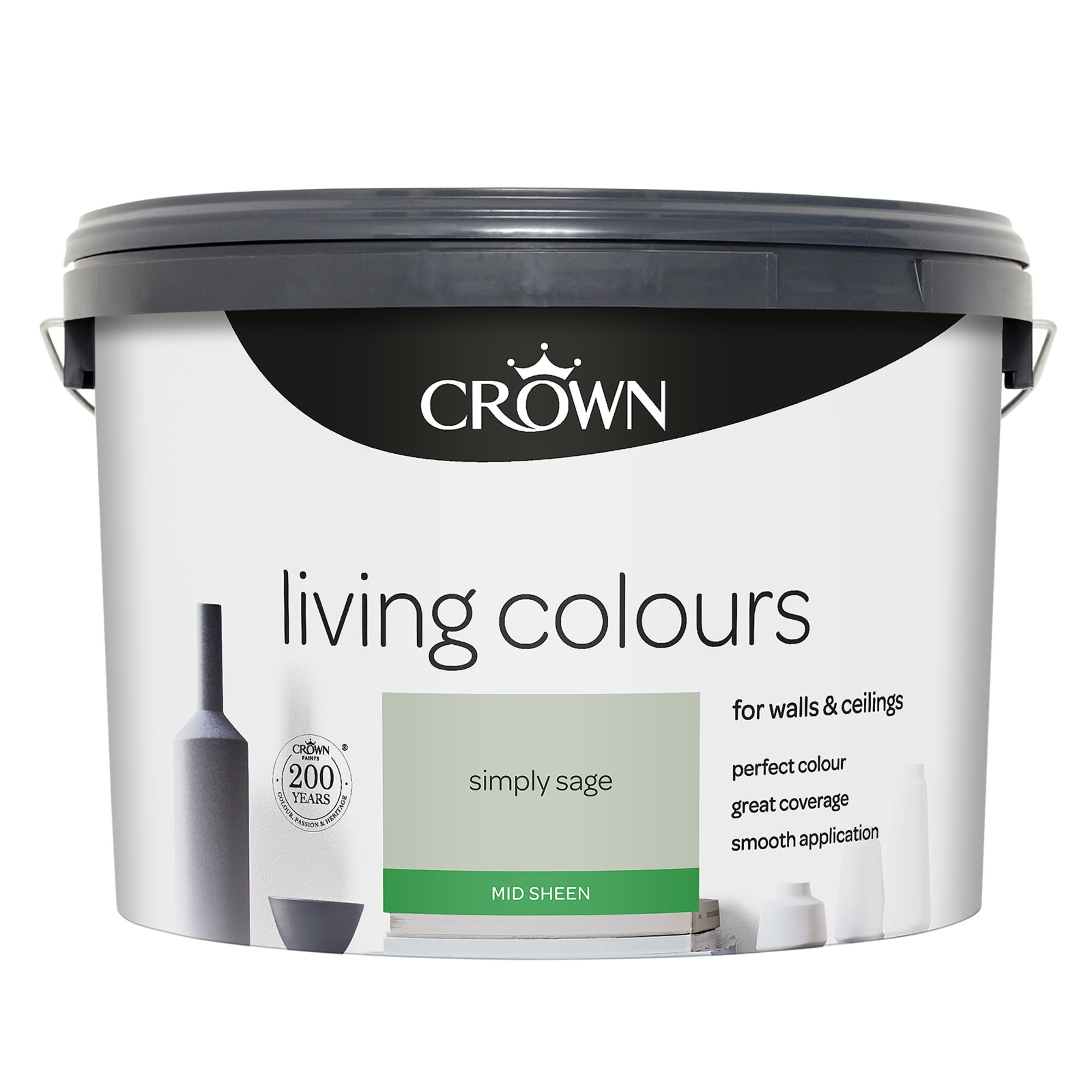 Crown Living Colours Green Mid sheen Emulsion paint, 10L