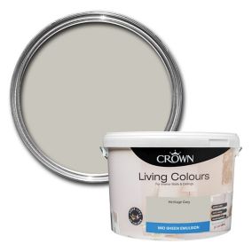 Crown Living Colours Heritage grey Mid sheen Emulsion paint, 10L