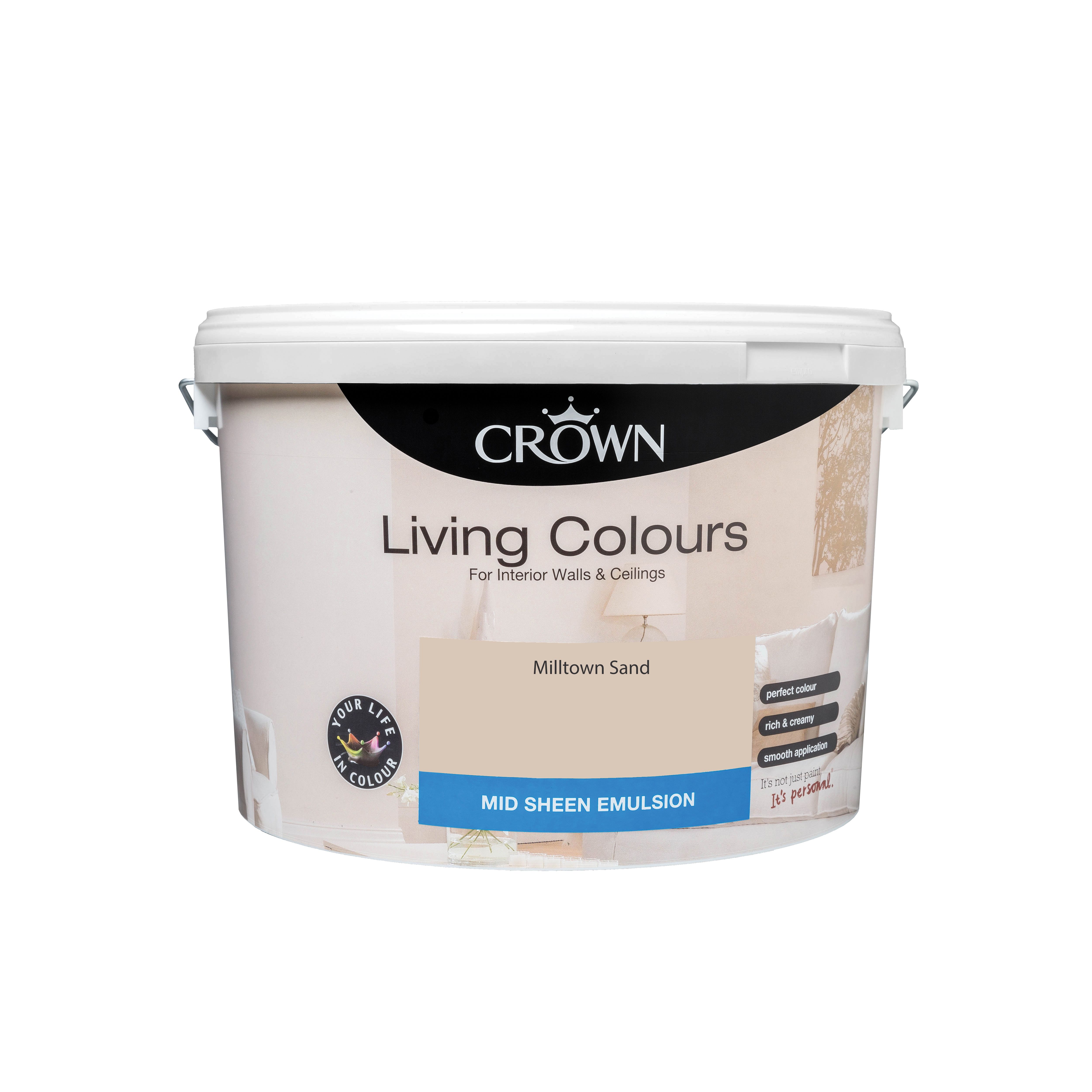 Crown Living Colours Milltown sand Mid sheen Wall & ceiling Emulsion paint, 10L