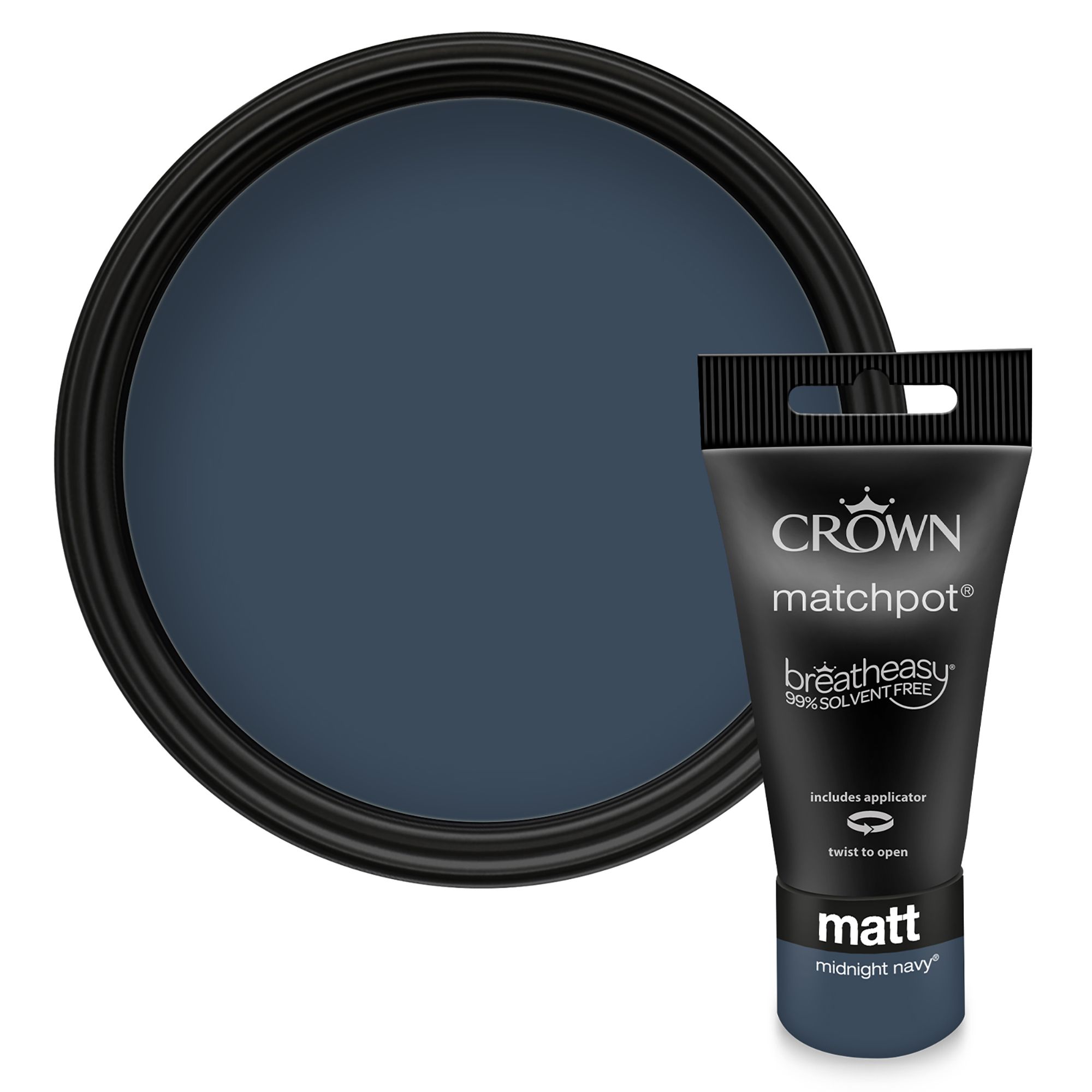 Crown Midnight Navy Matt Emulsion paint, 40ml Tester pot | DIY at B&Q