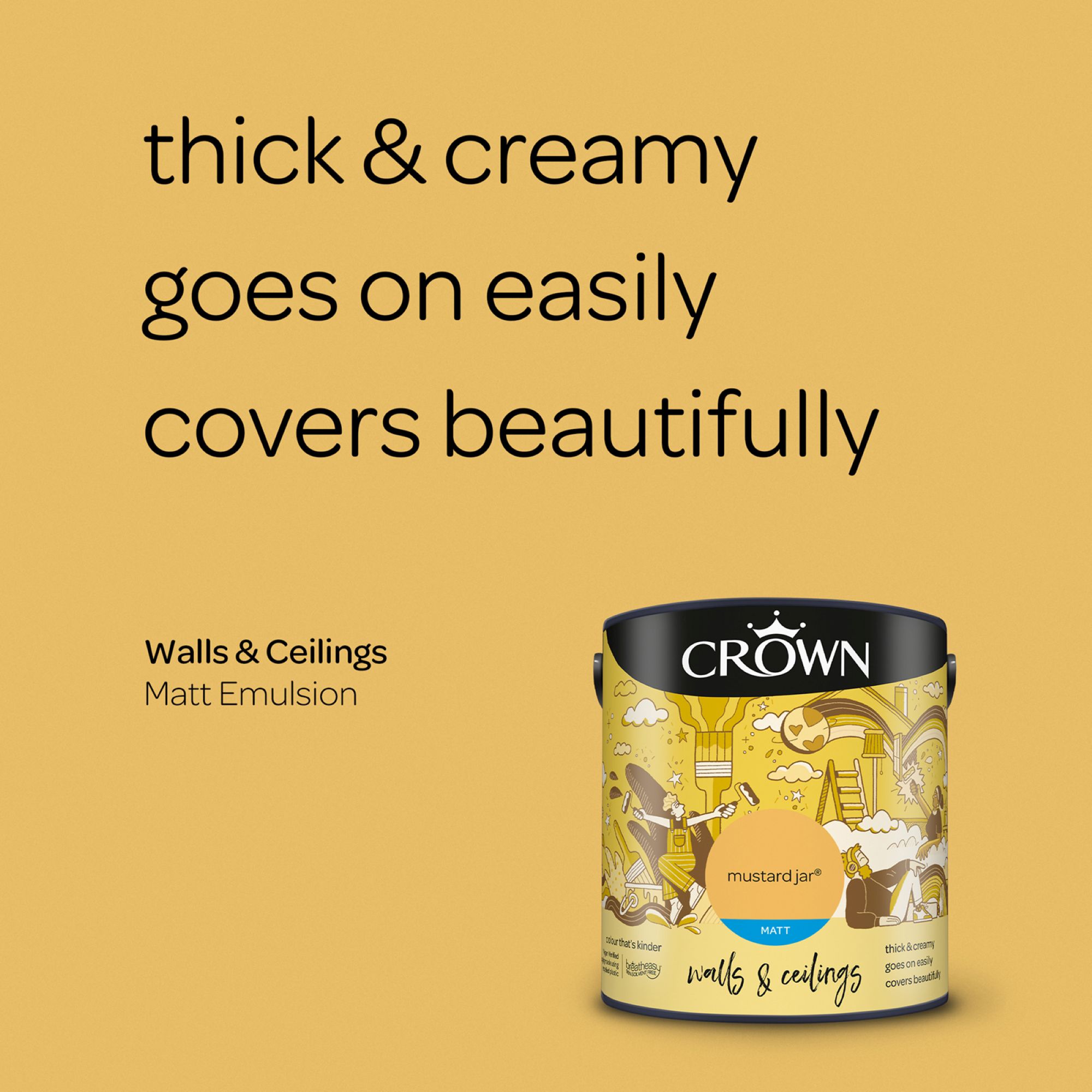 Crown Mustard Jar Matt Wall & ceiling Emulsion paint, 2.5L
