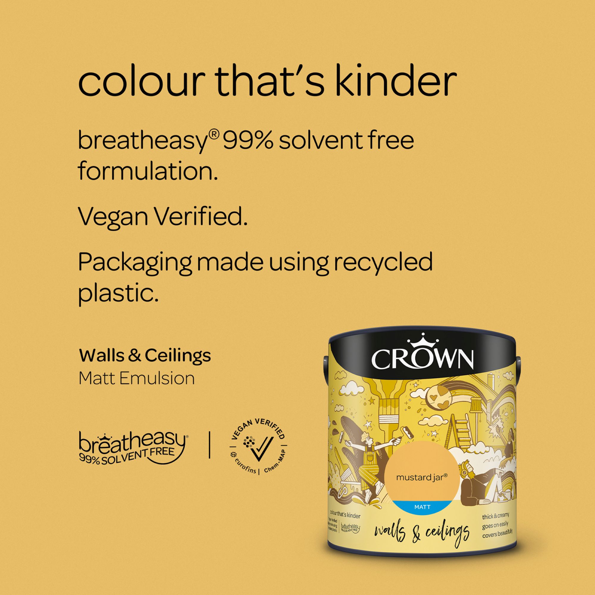 Crown Mustard Jar Matt Wall & ceiling Emulsion paint, 2.5L