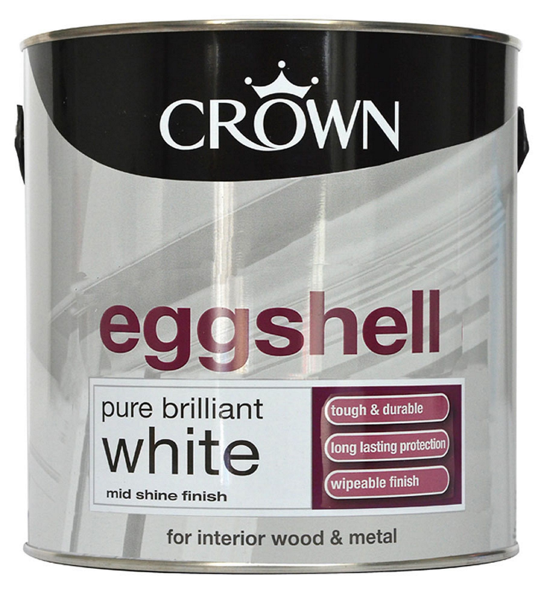 Crown Pure brilliant white Eggshell Wood & metal paint 2.5L DIY at B&Q