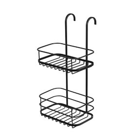 Croydex Black Mild steel 2 compartments Hook over shower caddy (W)21cm