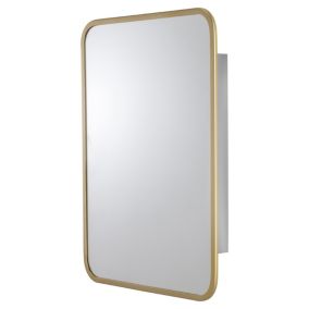 Croydex Brass effect Single Bathroom Wall cabinet With Mirrored door (H)603mm (W)453mm