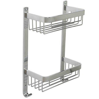 Croydex Chrome effect Aluminium 2 compartments Shower caddy (W)25.5cm