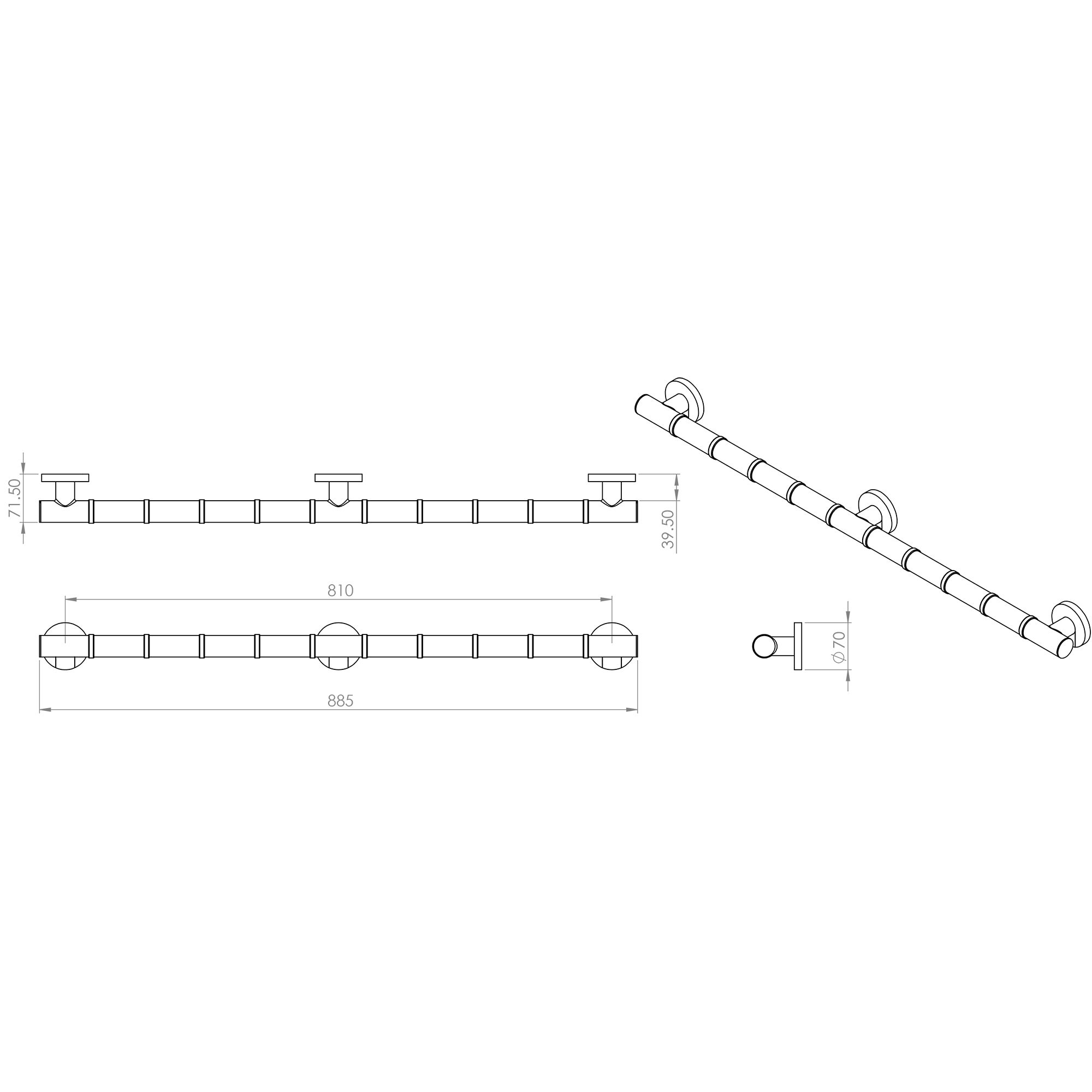 Croydex Chrome effect Straight Comfort Grab bar (L)885mm - 4