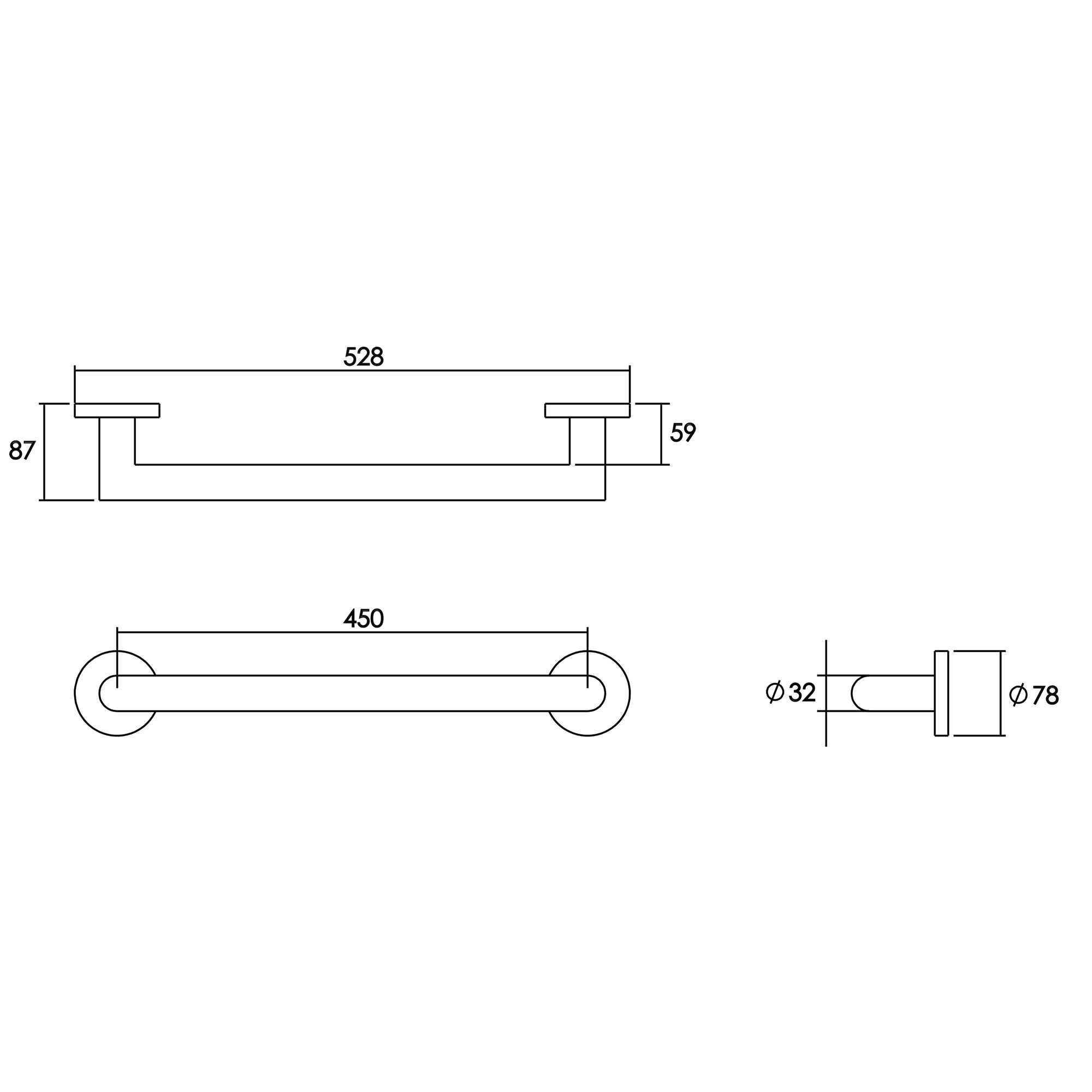 Croydex Chrome effect Straight Grab bar (L)528mm - 4