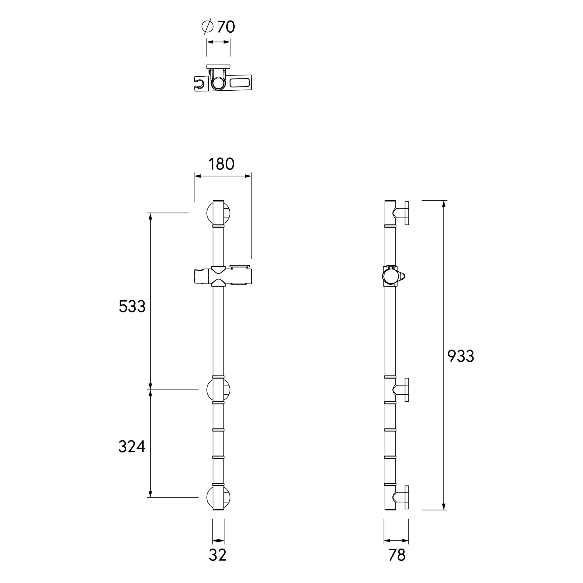 Croydex Chrome effect Straight Grab rail (L)930mm - 4