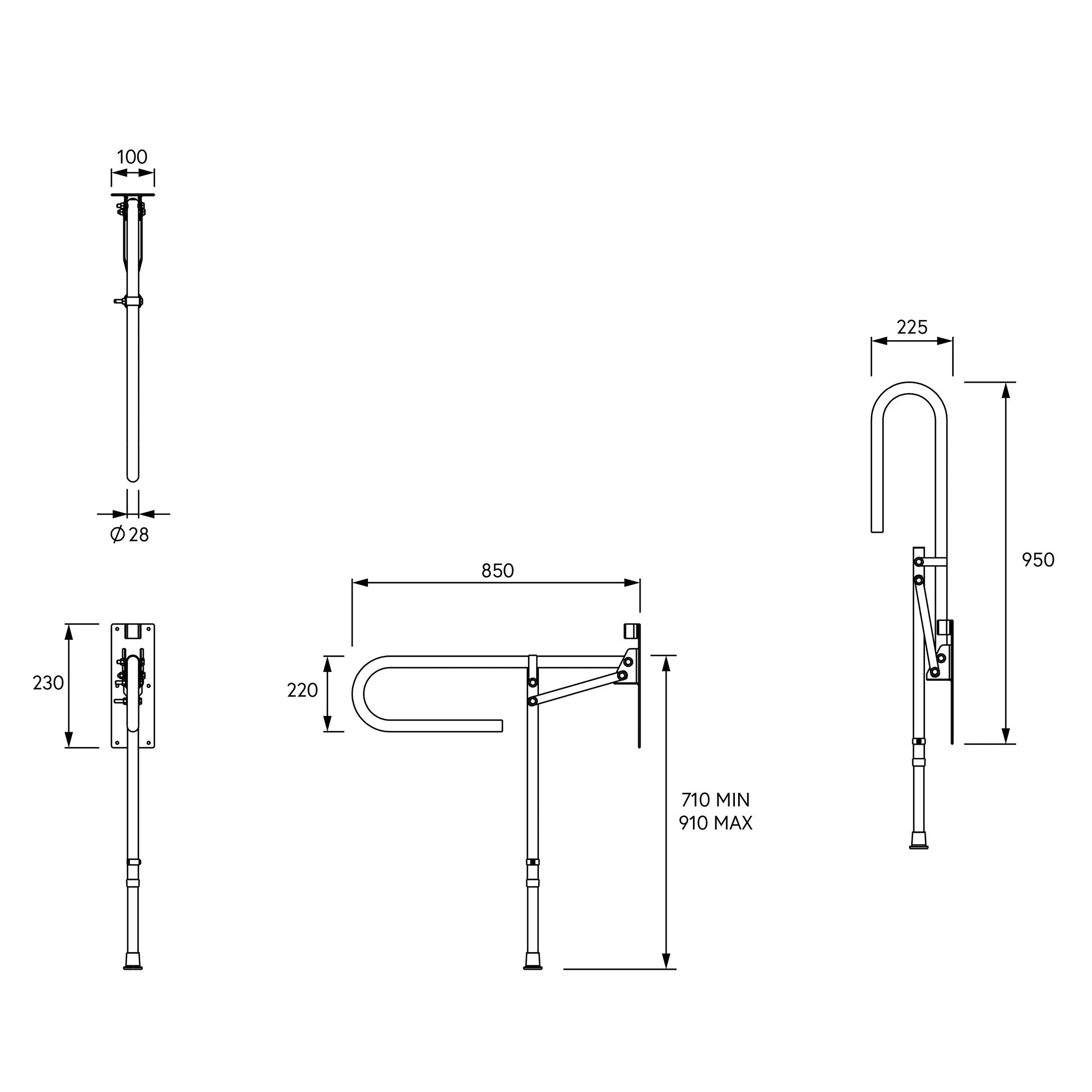 Croydex Chrome effect Straight Support Grab rail (L)850mm - 4