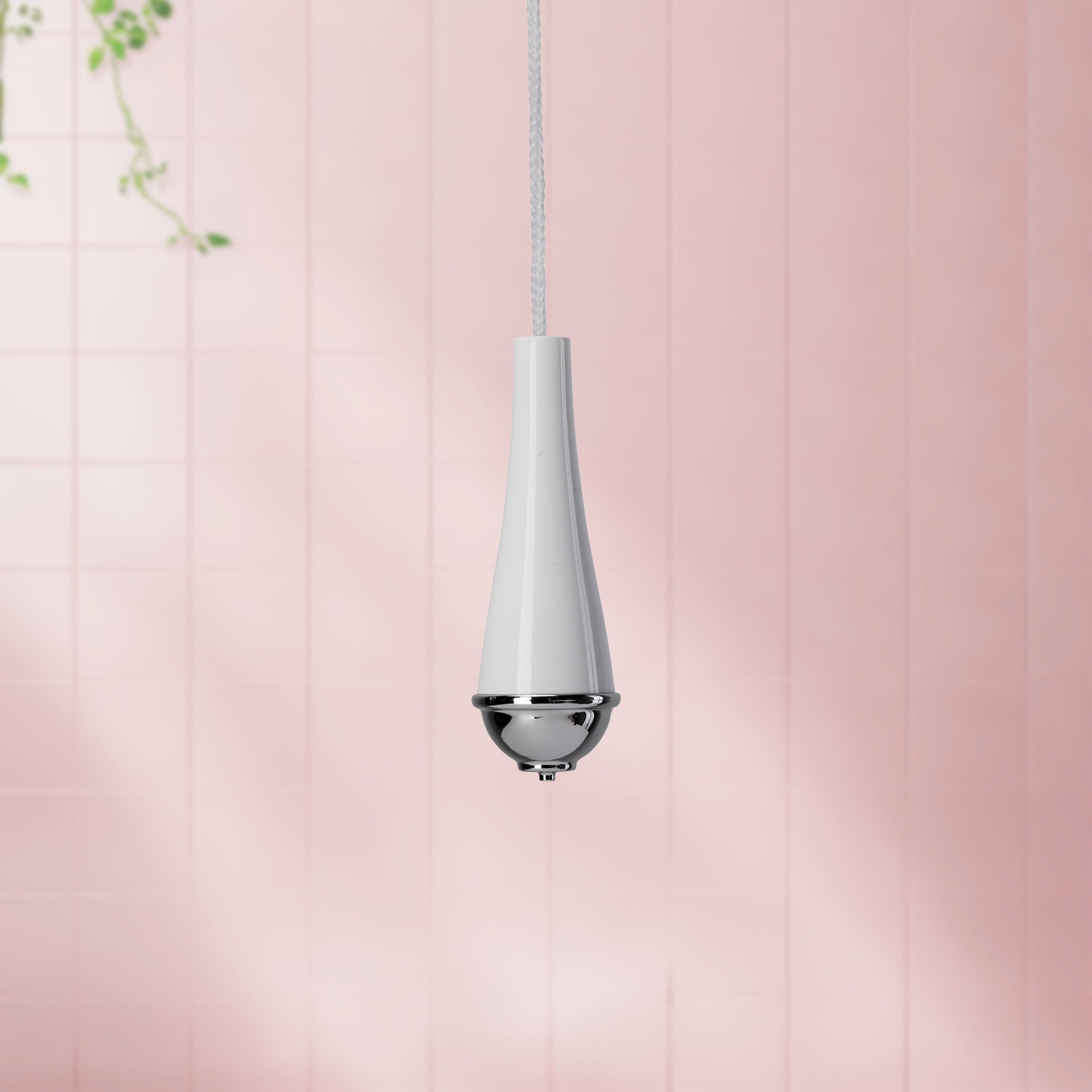 Croydex Classic White Chrome effect Plastic & string Light pull