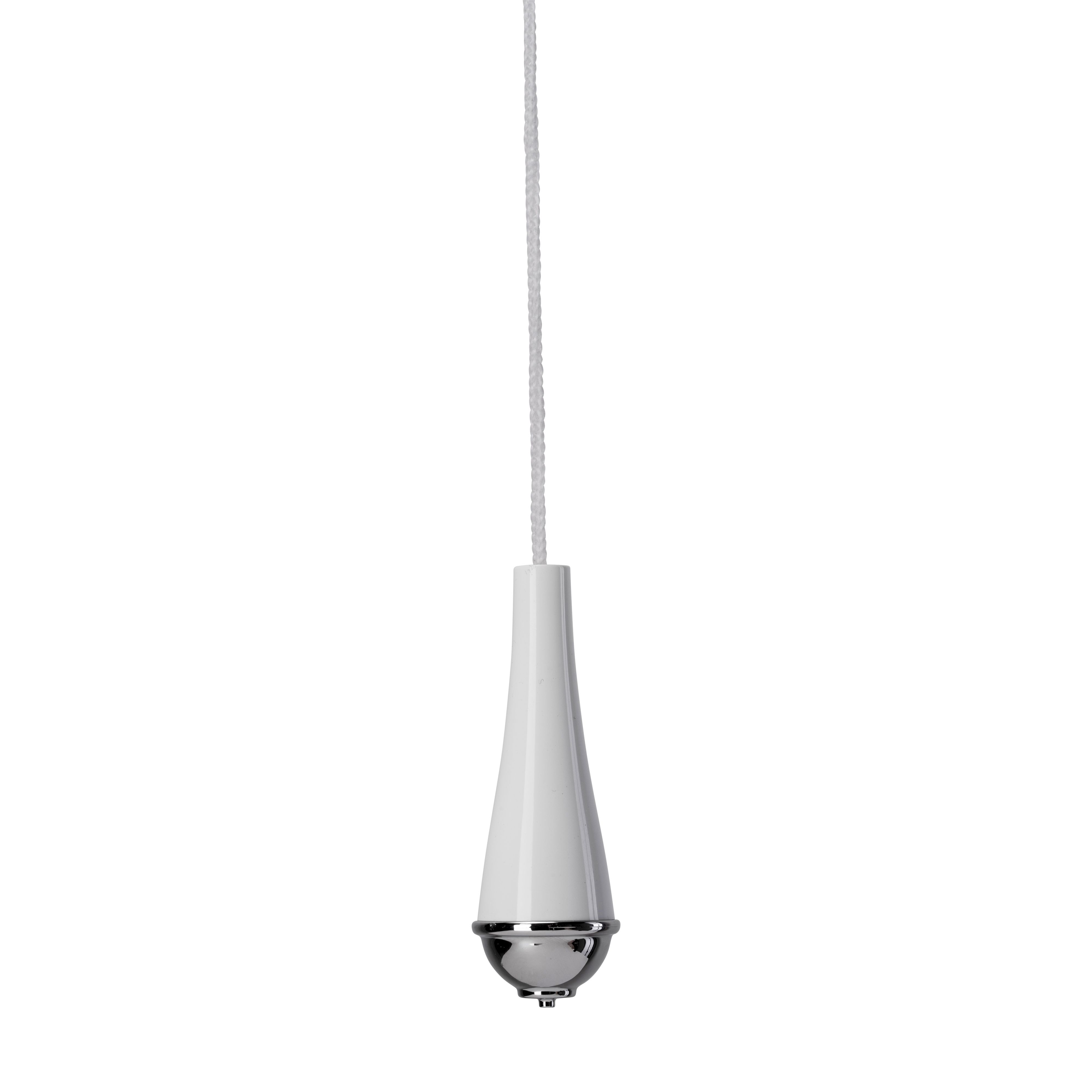 Croydex Classic White Chrome effect Plastic & string Light pull