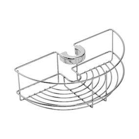 Croydex Easy fit Chrome effect Steel 1 compartments Shower basket (W)26.5cm