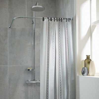 Croydex Fineline Chrome effect Shower curtain rod (L)252cm