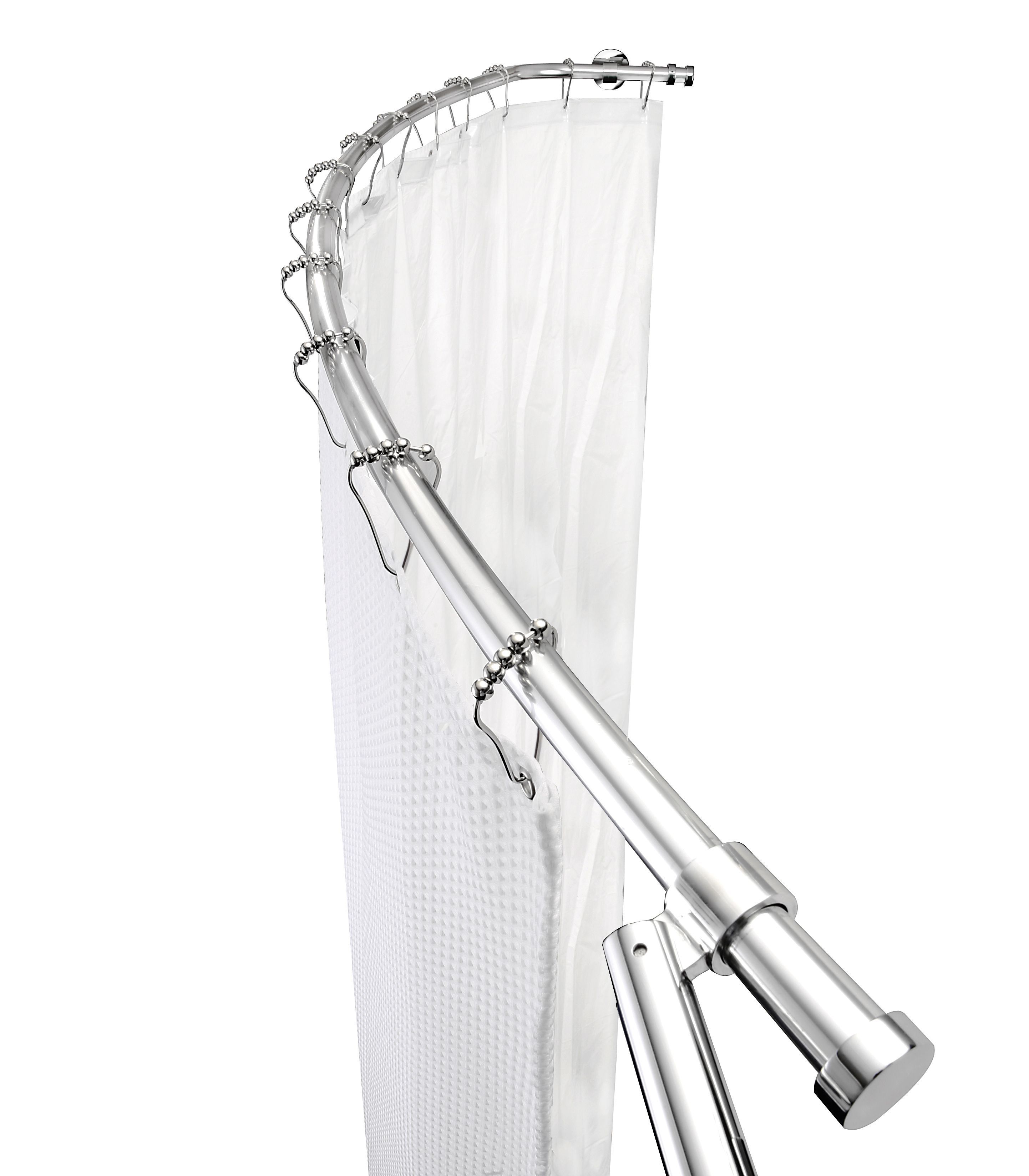 Croydex Fixed Chrome Effect Curved Shower Curtain Rod (L)2000mm | DIY ...