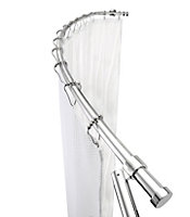 Croydex Fixed Chrome effect Curved Shower curtain rod (L)2000mm