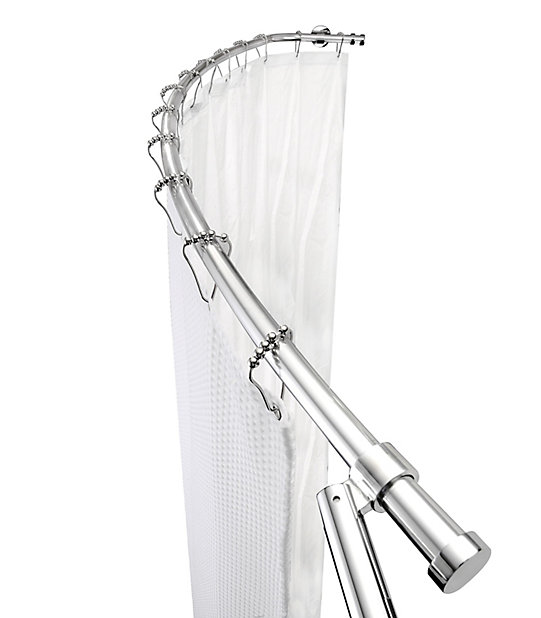 Croydex Fixed Chrome Effect Curved, Modern Shower Curtain Rod