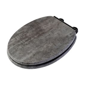 Croydex Flexi-Fix Cumbrian Grey Slate effect Standard Soft close Toilet seat