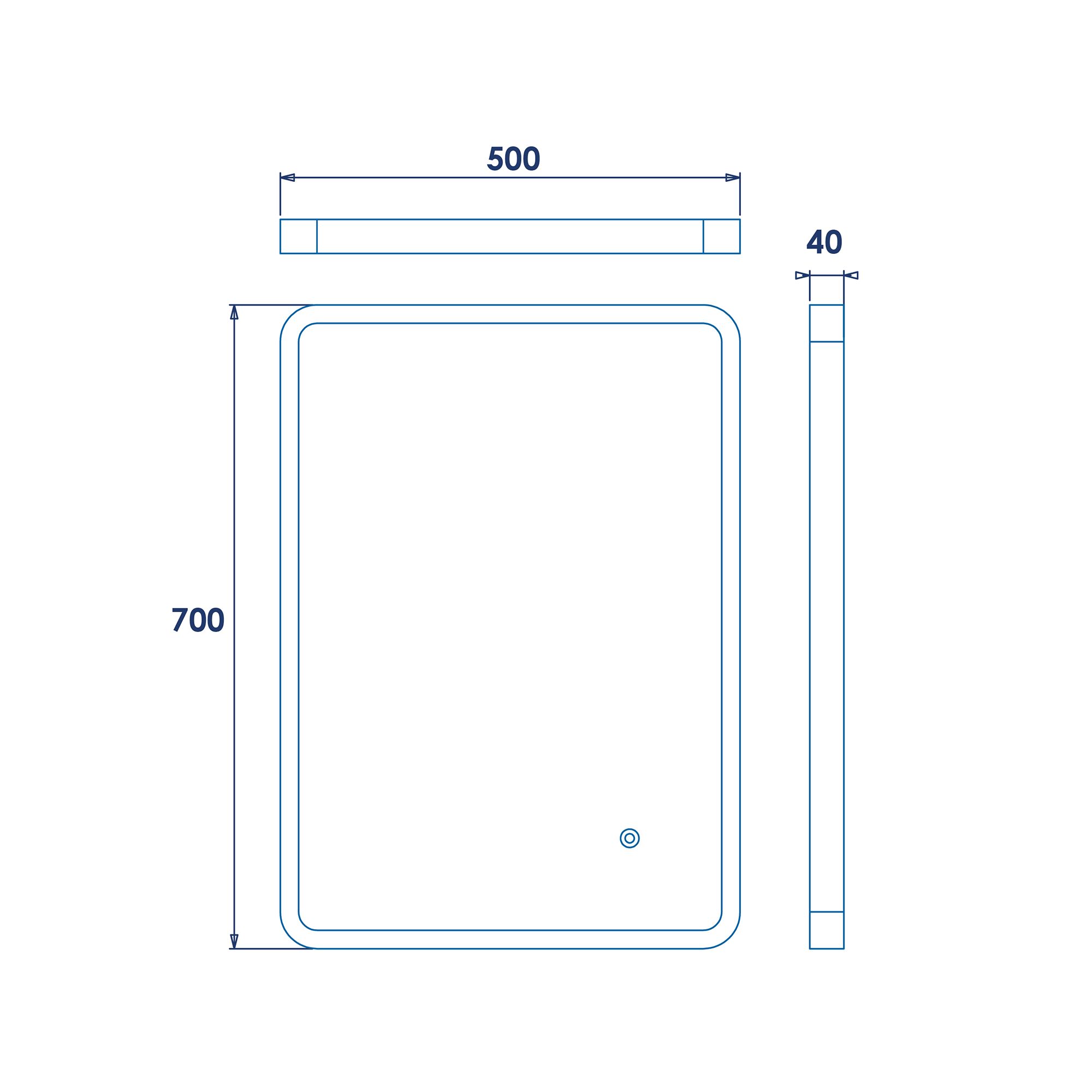 Croydex Flexi-fix Henderson Matt Black Rectangular Wall-mounted Bathroom & WC Illuminated mirror (H)70cm (W)50cm